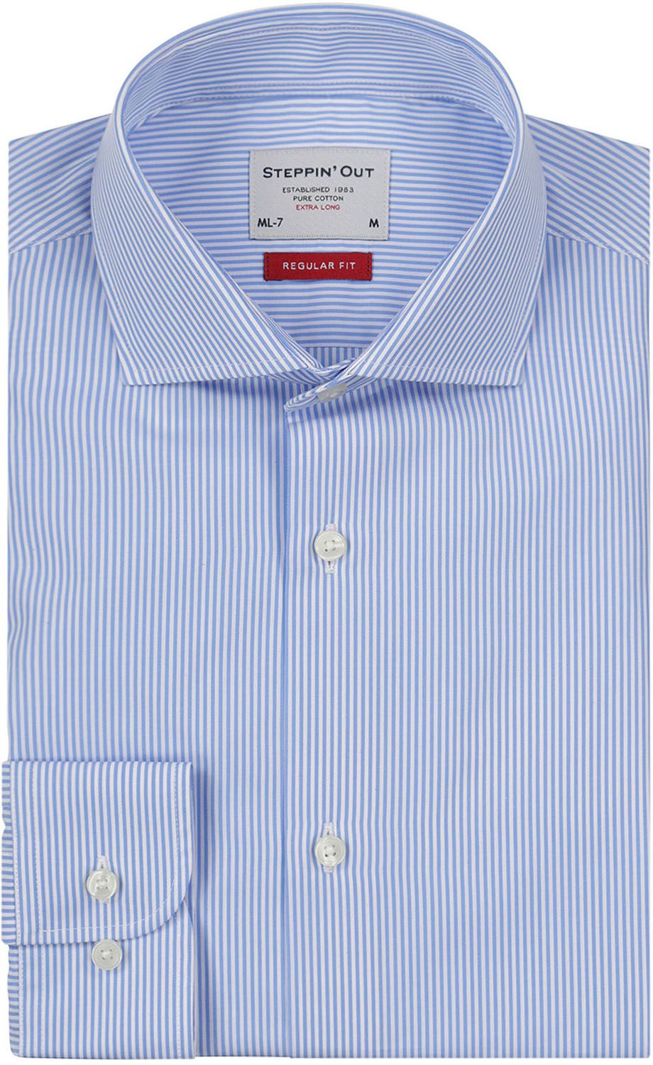 Steppin’ Out Skjorte med striper ekstra lang erm cutaway Light Blue SM6007.0002-2001