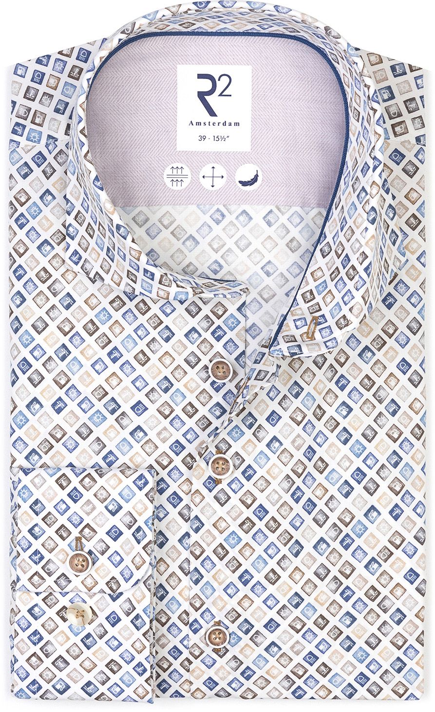 R2 Skjorte Med Ekstra Lange Ermer Mønster Dashbord Grå 128.WSP.XLS.059-028