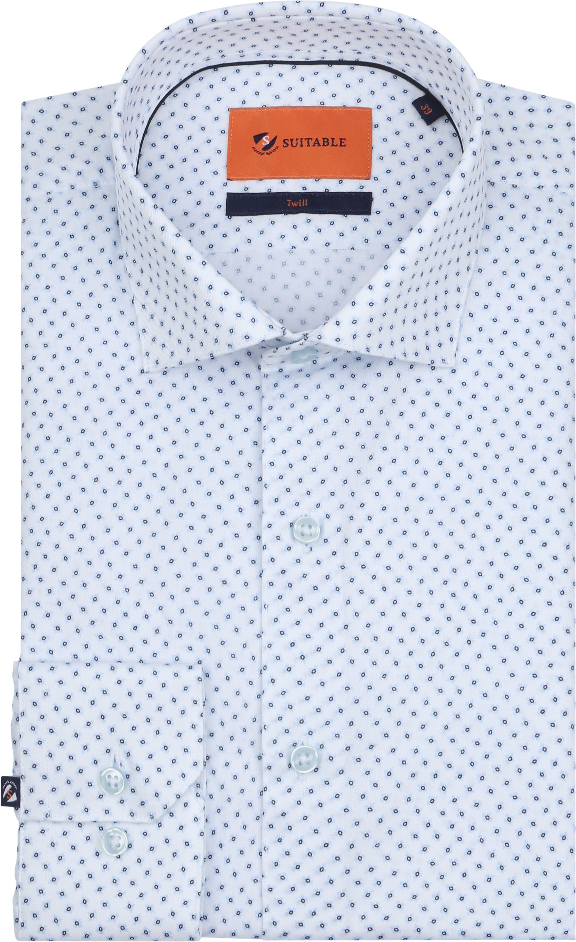 Suitable Skjorta Twill Tryck Ljusblå D24-17 