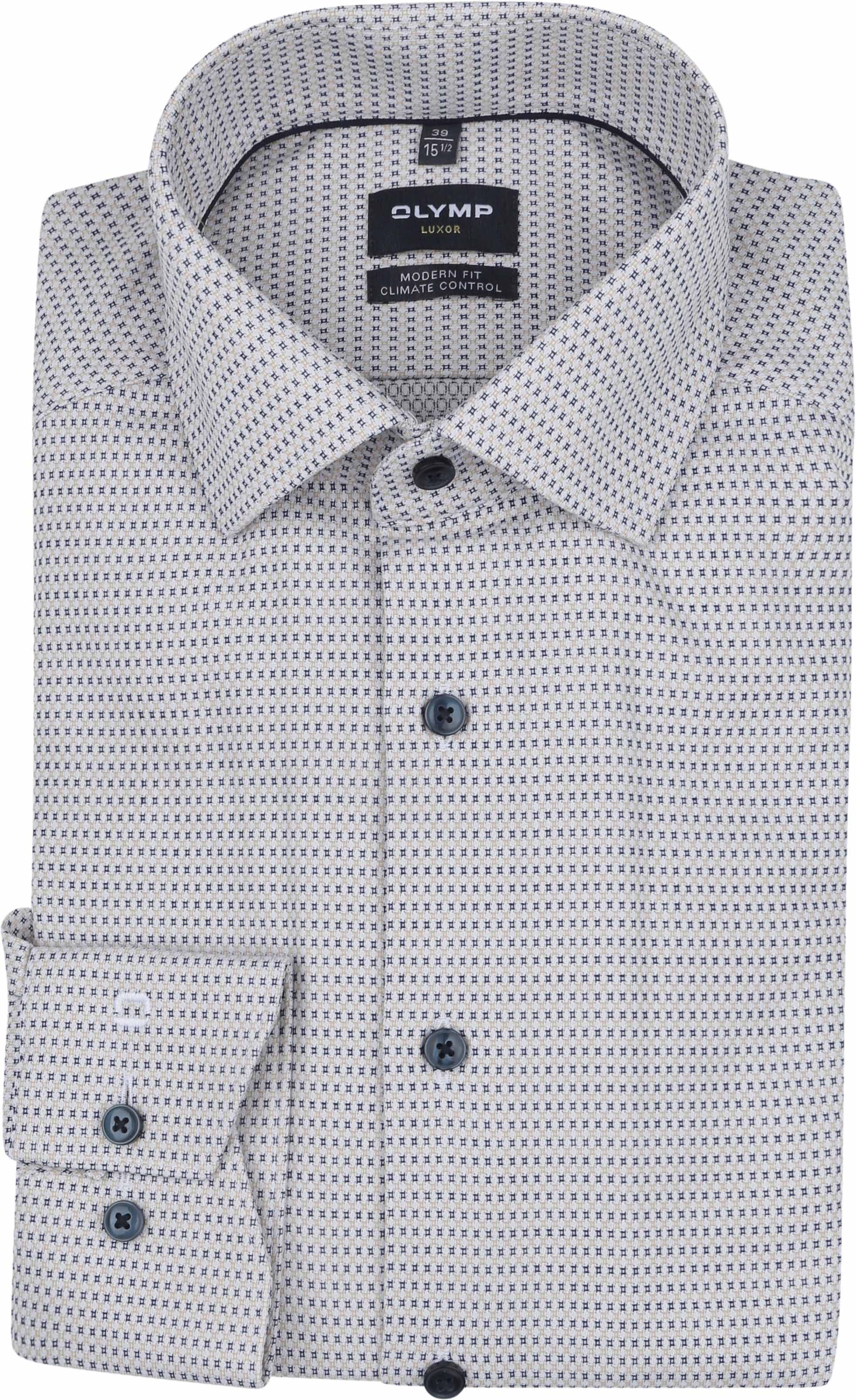 Olymp Luxor Skjorte Tryk Beige 130874-22