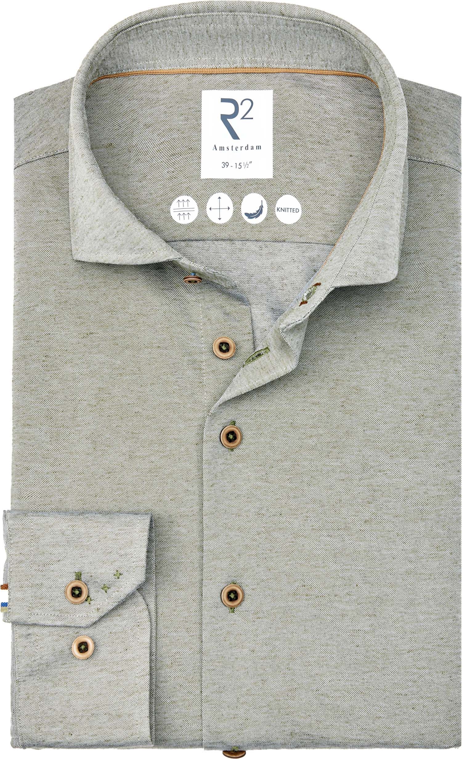 R2 Chemise Blend en Lin Vert  128.WSP.019-070 commander en ligne | Suitable