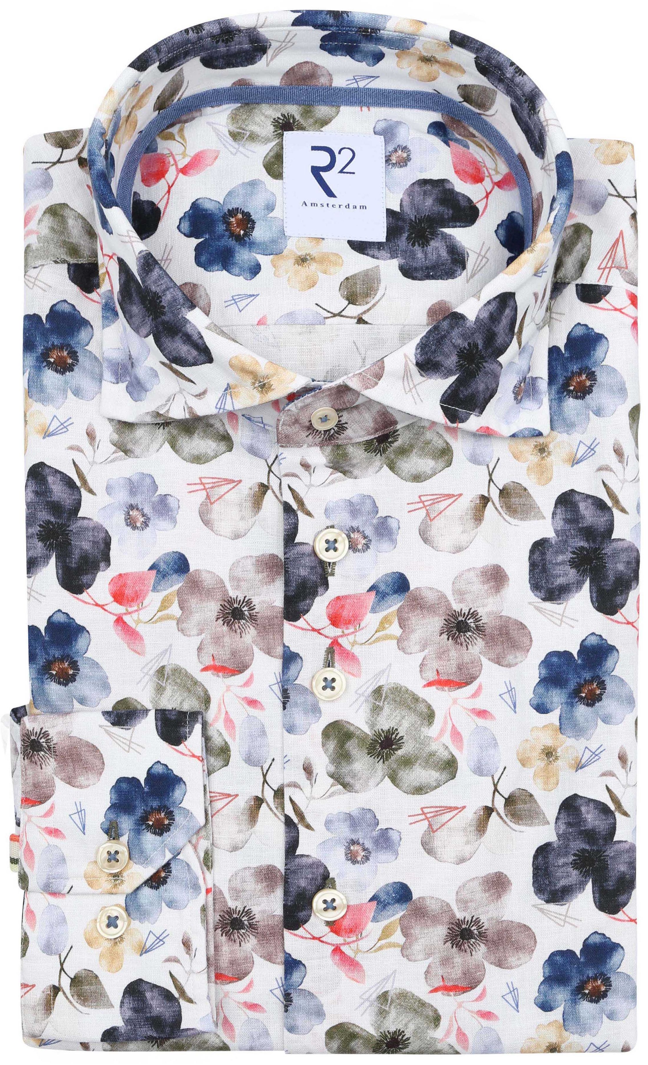 R2 Skjorta Linneblandning Flowers Multicolour 132.WSP.019-073