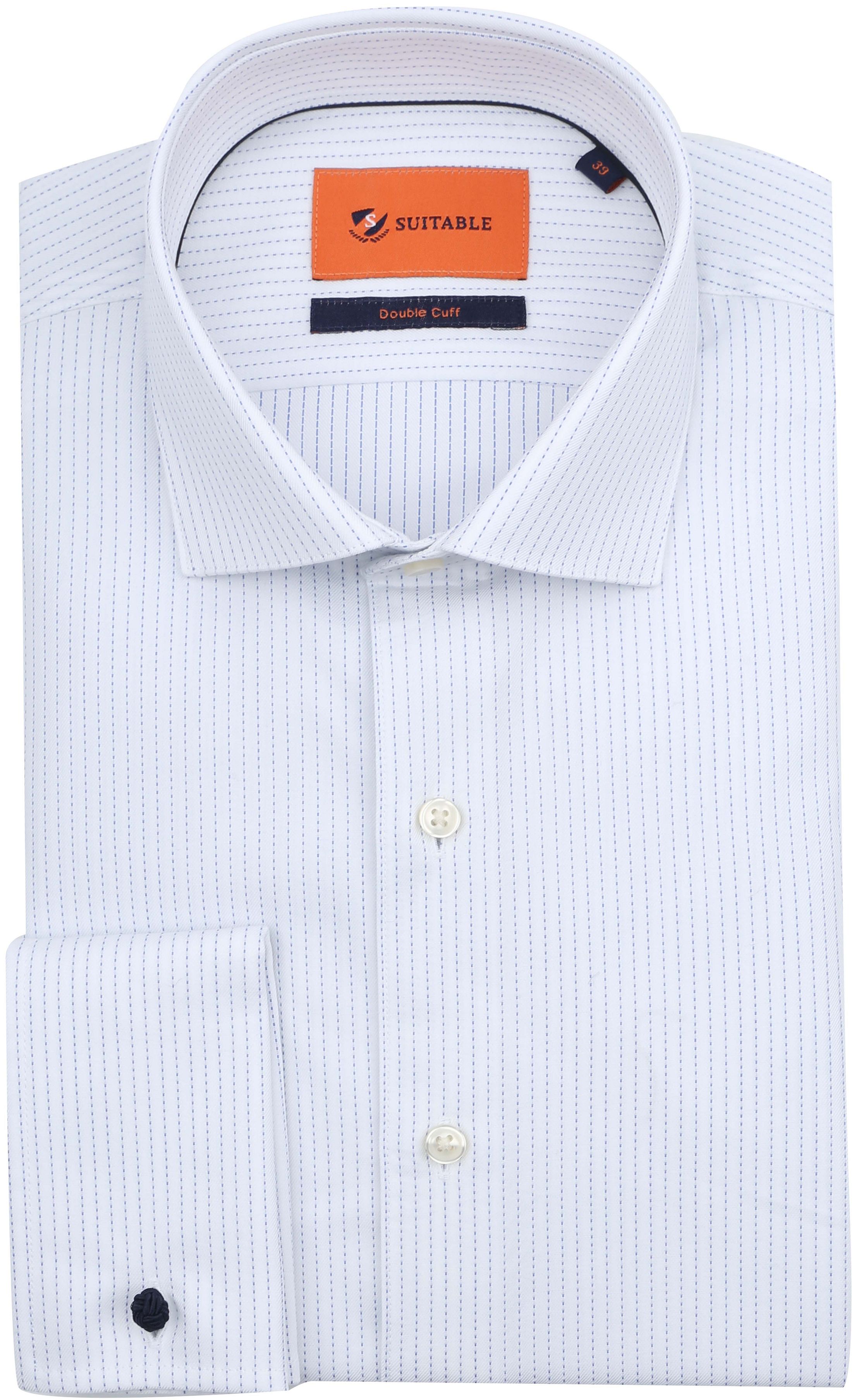 Suitable Skjorte Twill Dobbelt Mansjett Mønster Hvit DM24-14 