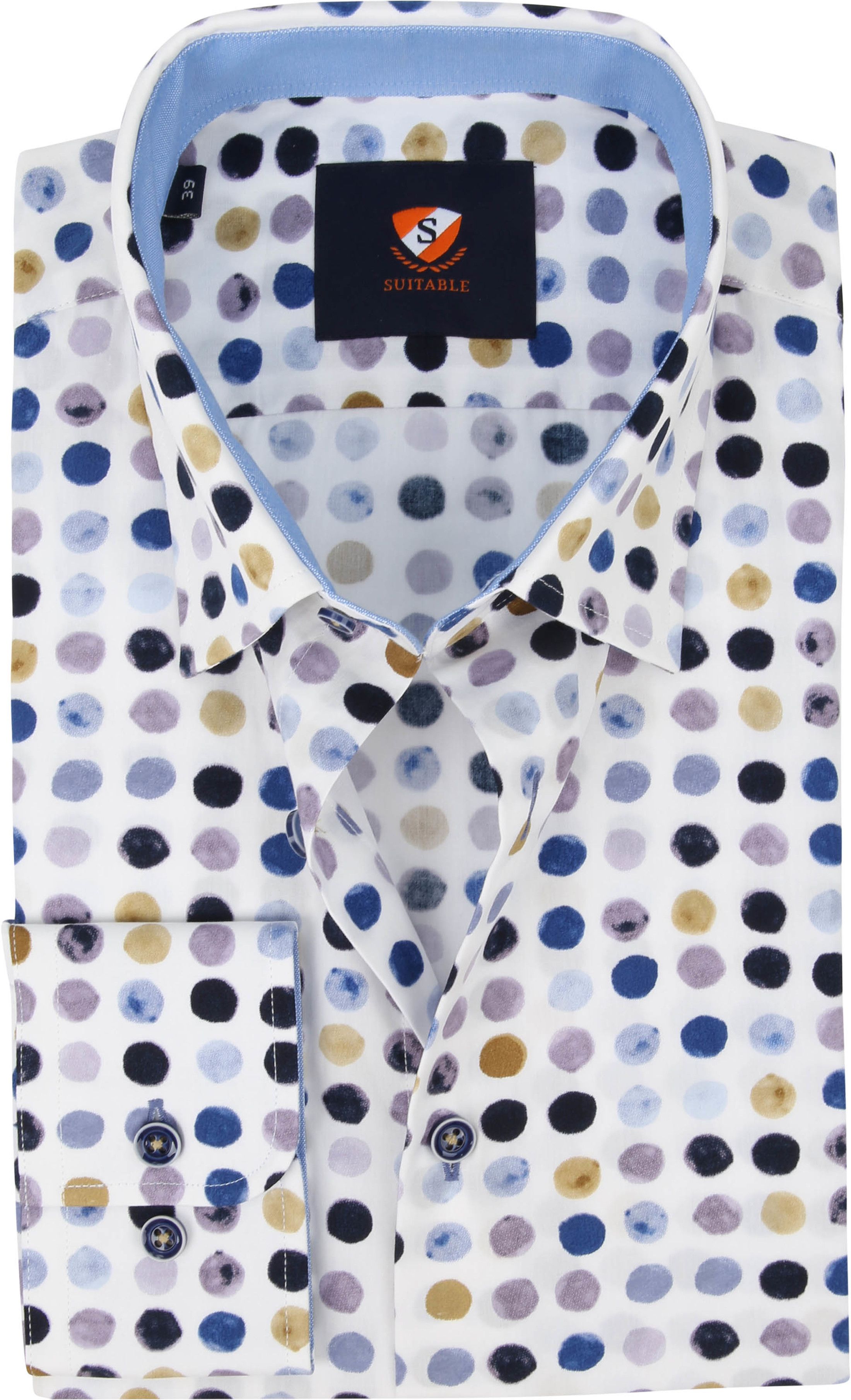 Suitable Overhemd Bollen Blauw Beige SPE20307WA49ST-500 kopen | Suitable