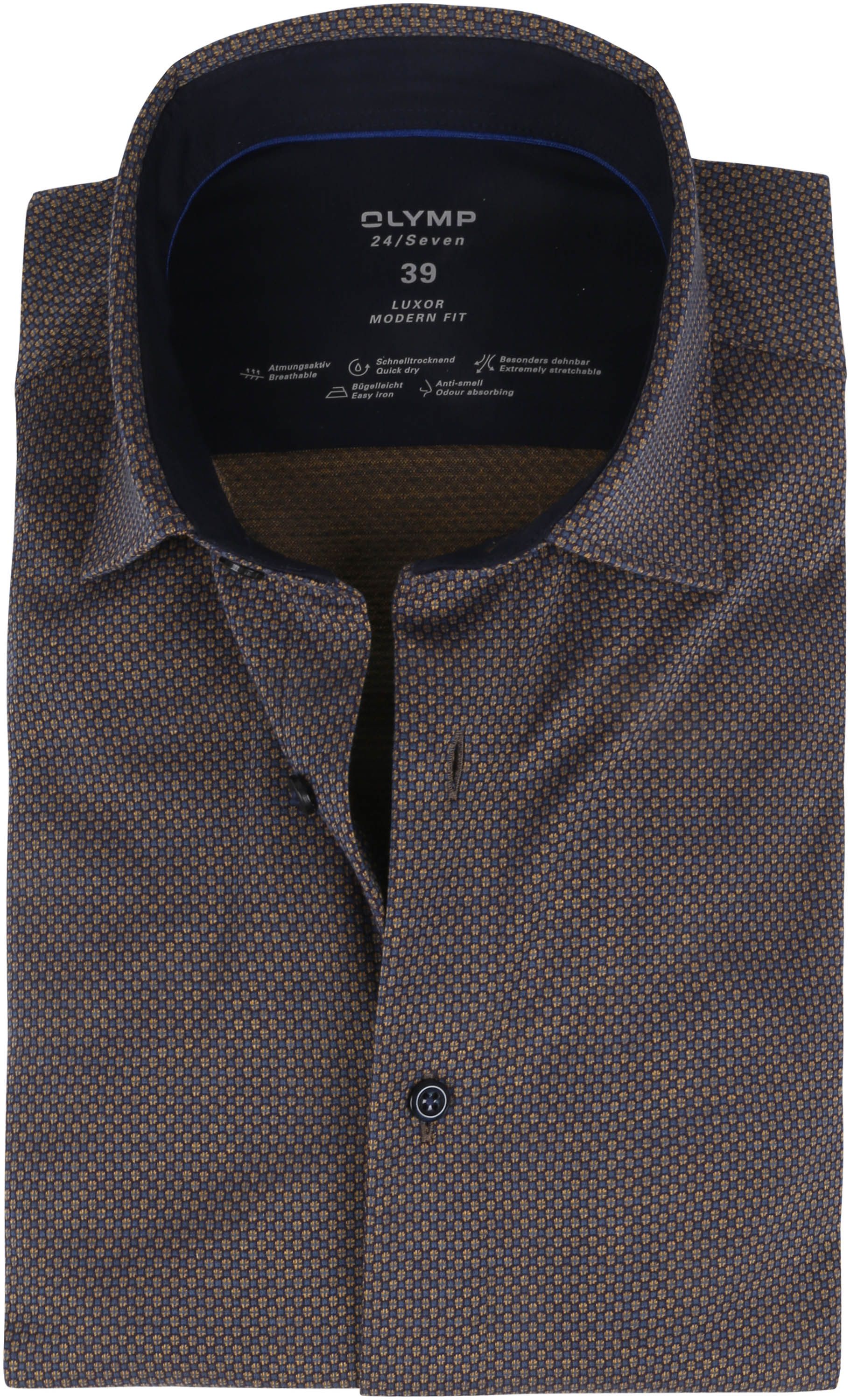 OLYMP Luxor Jersey Stretch Skjorte 24/Seven Okergul 122884-56