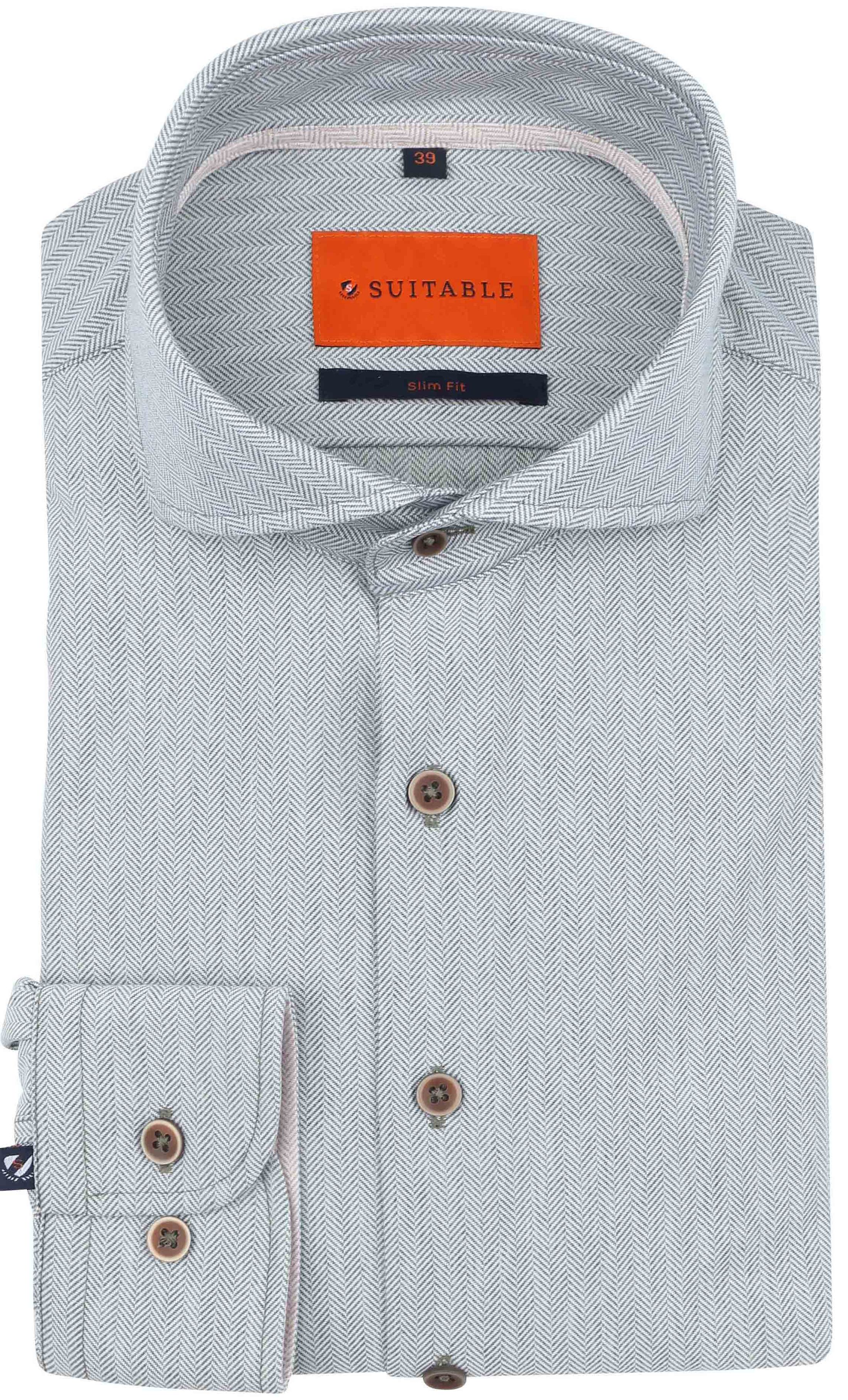 Suitable Herringbone Skjorta Grön 284-5