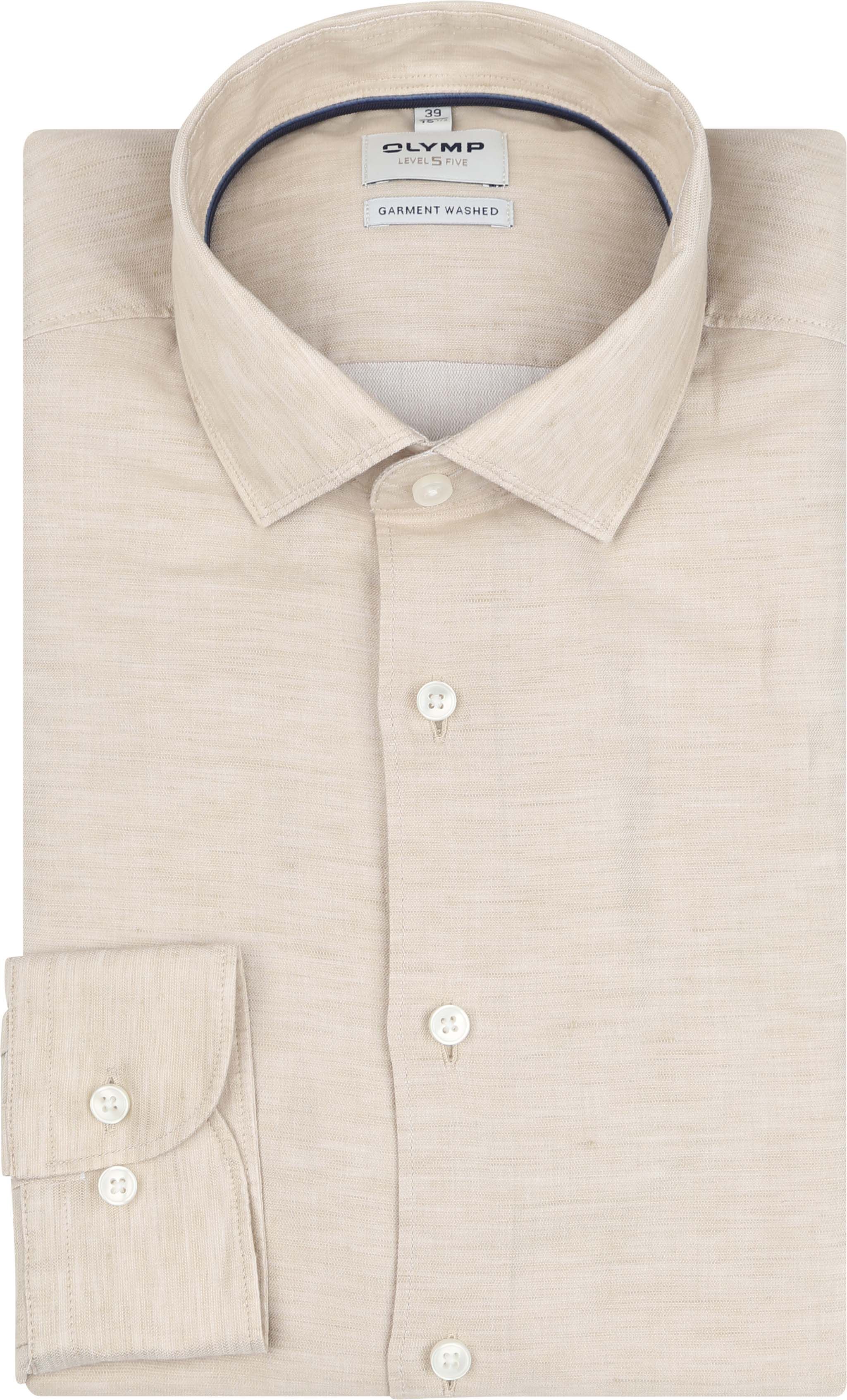 OLYMP Nivå 5 Skjorte i Linblanding Beige 219274-22