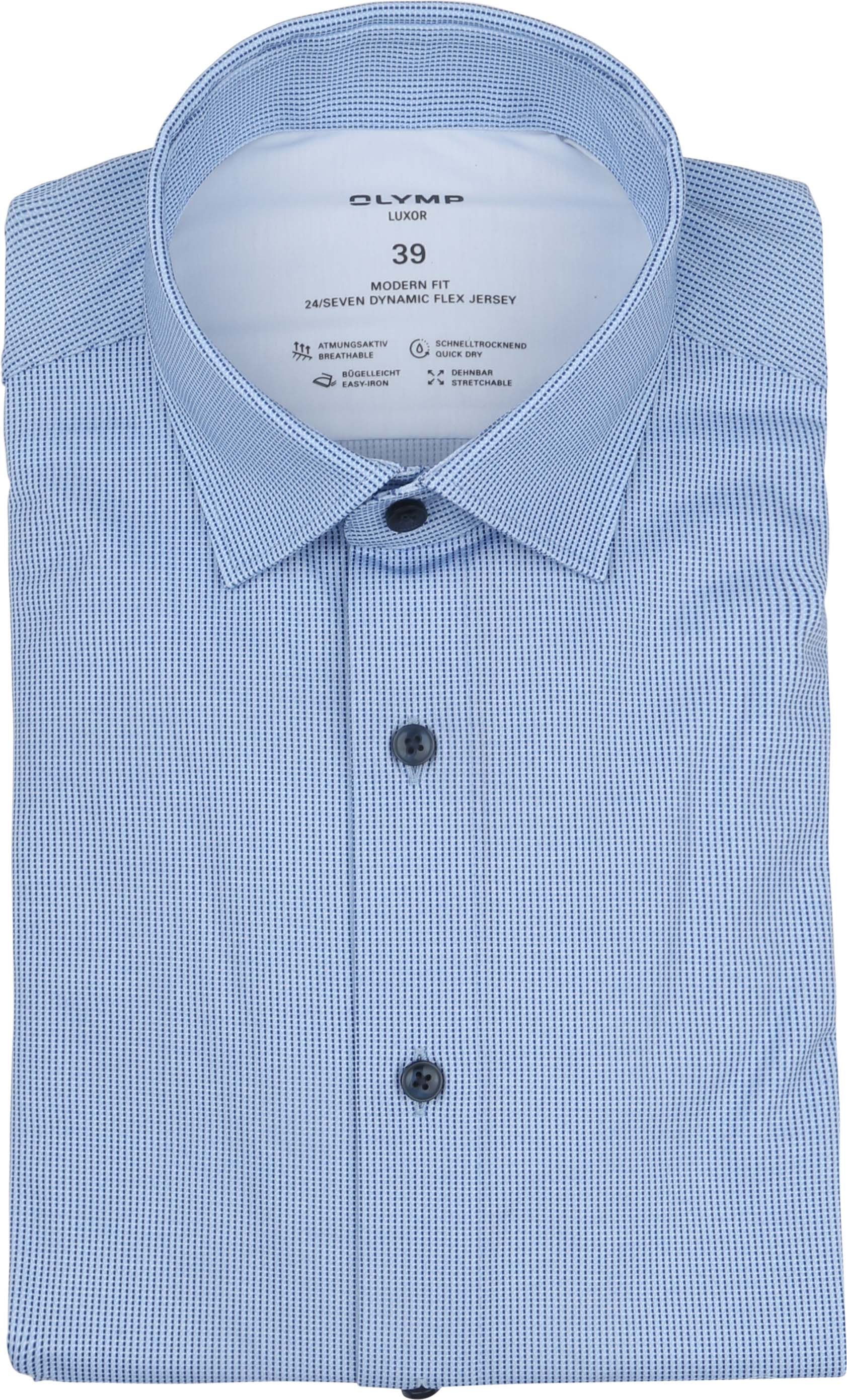 Olymp Luxor Shirt 24/Seven Print Blue order online | 134874-11 | Suitable Slovakia