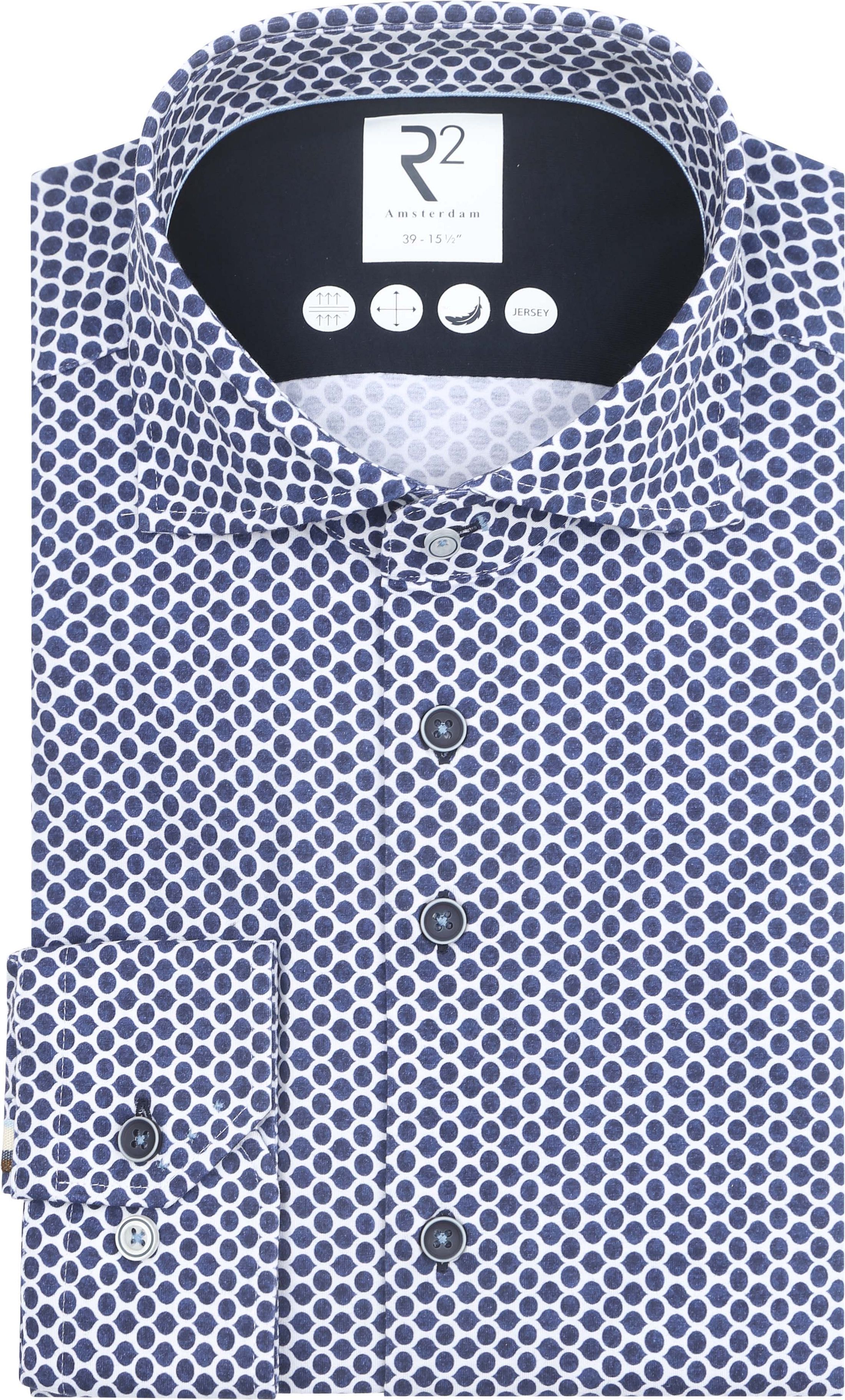 R2 Overhemd Jersey Shaped Print Blue 130.WSP.027-010 kopen | Suitable