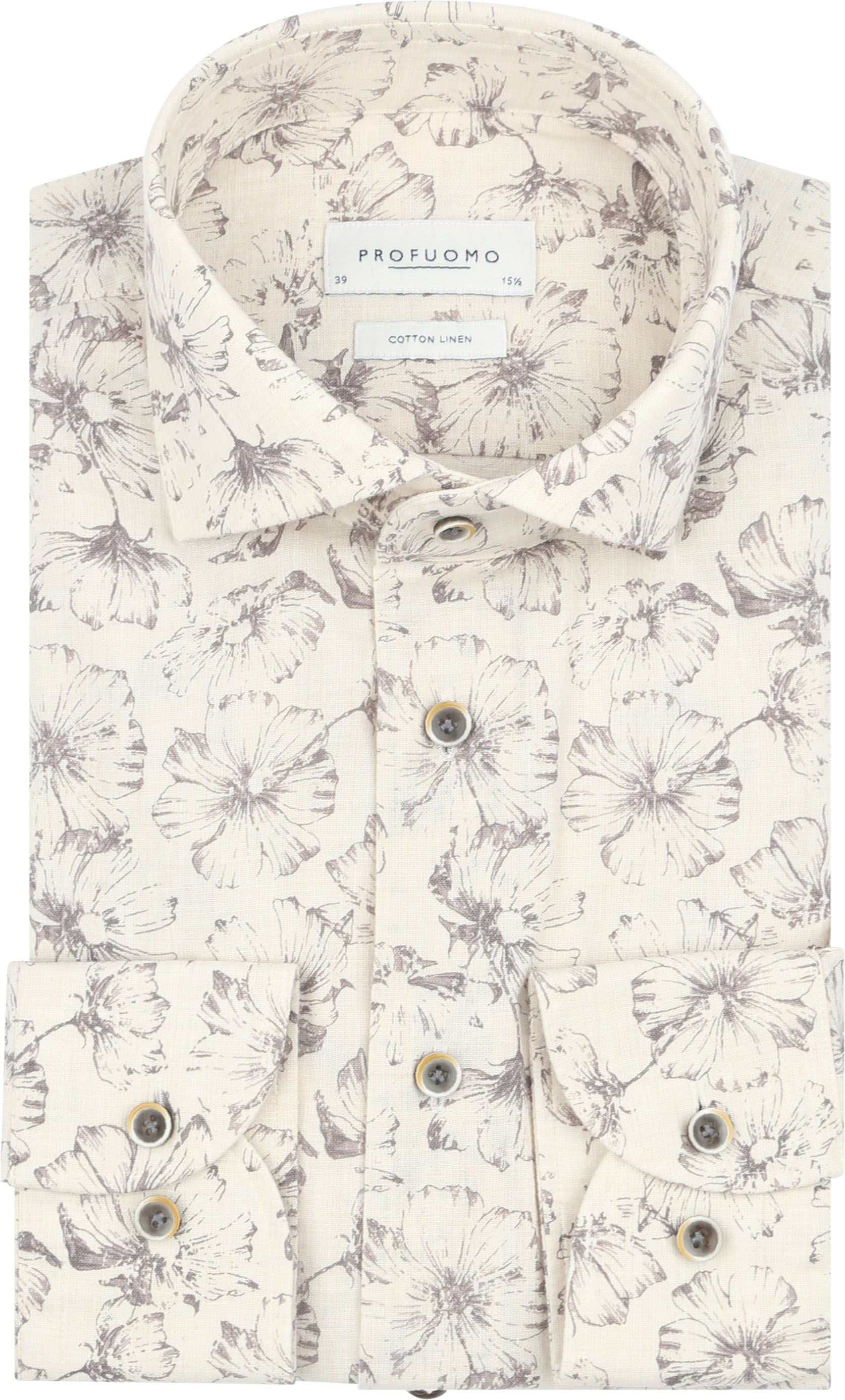 Profuomo Skjorte Blomsterprint Beige PPWH10013A-F