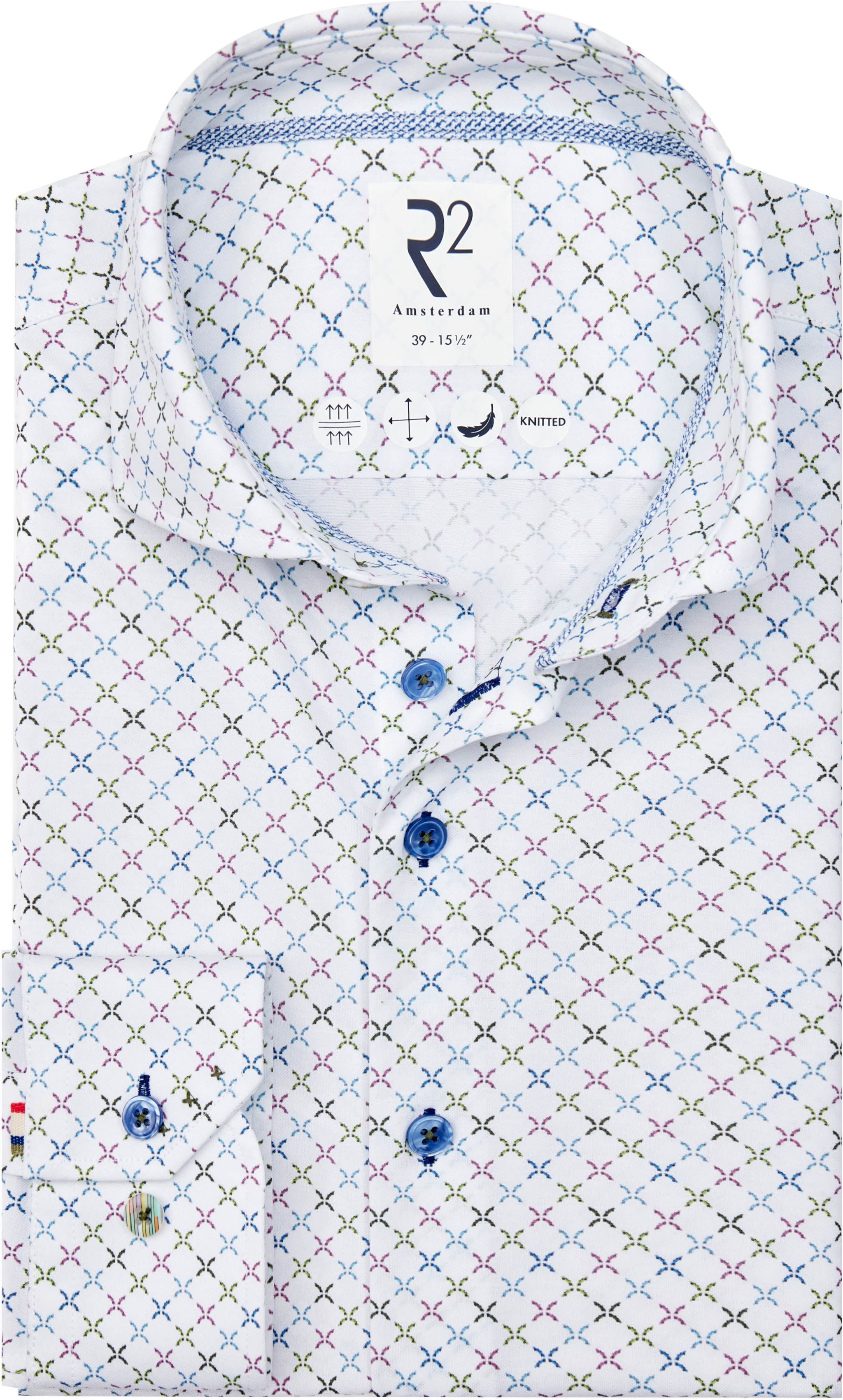 R2 Japanskt Stickat Skjorta Tryck Vit 128.WSP.005-073