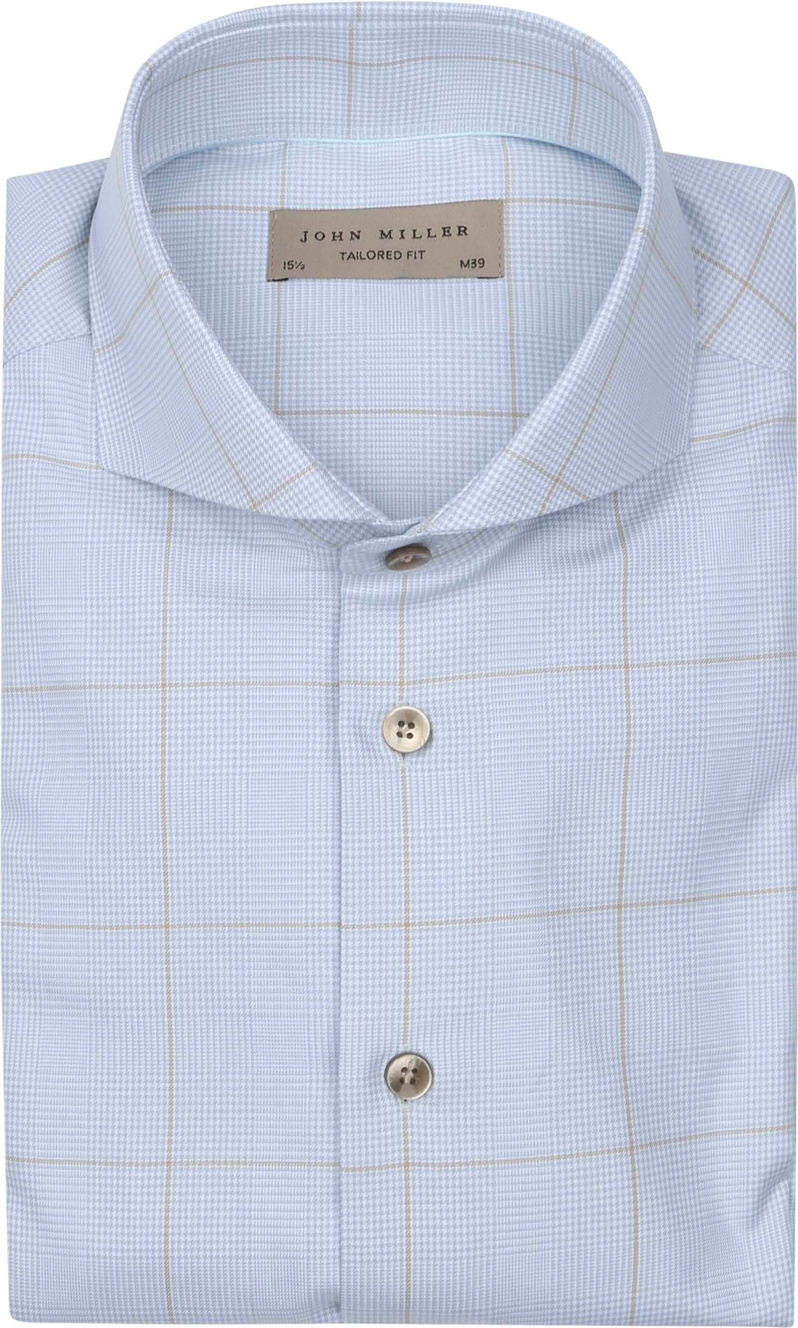 John Miller Skjorte Check Lysblå 5141991-140000