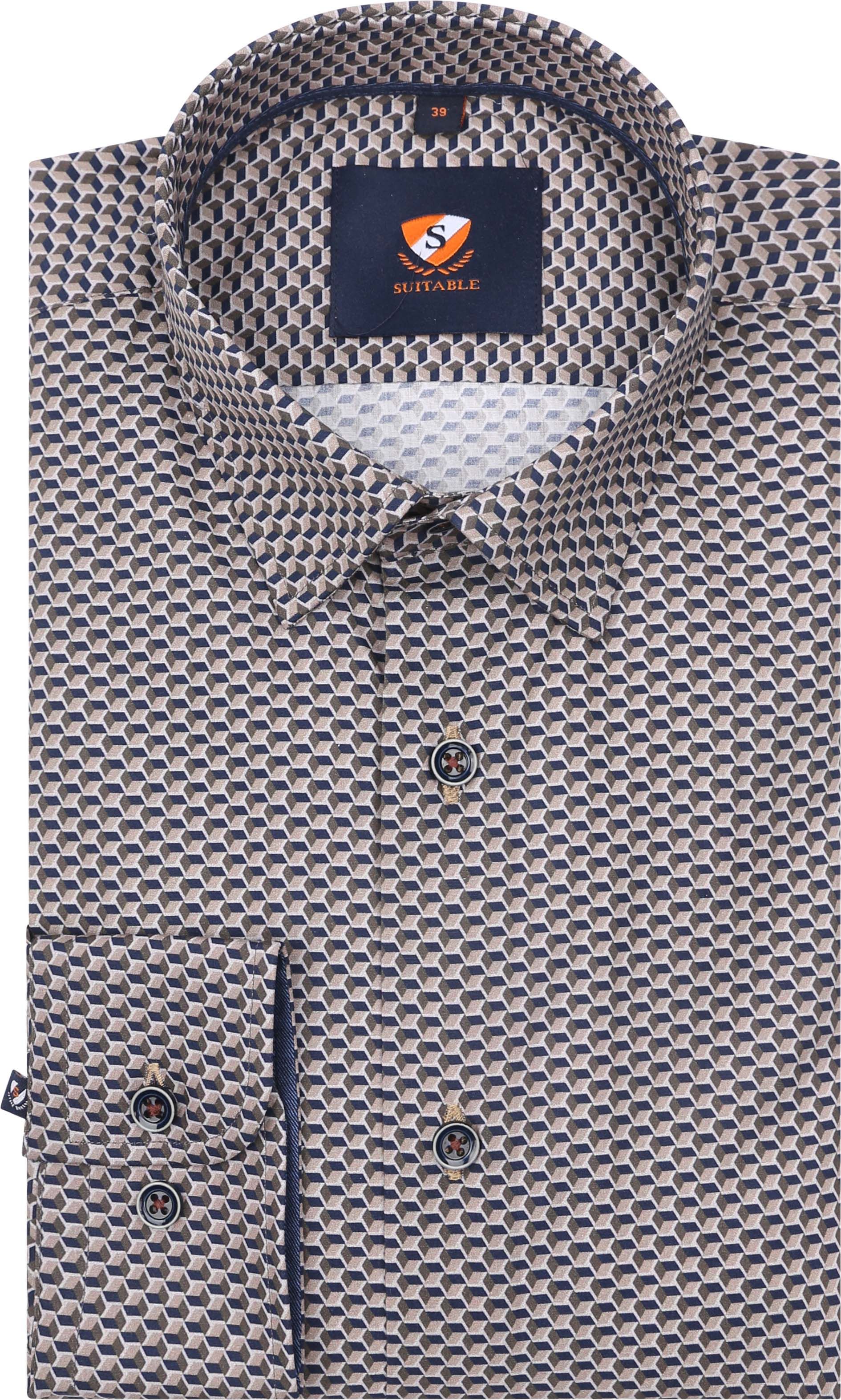 Suitable Overhemd Print Bruin 267-12 267-12 kopen | Suitable