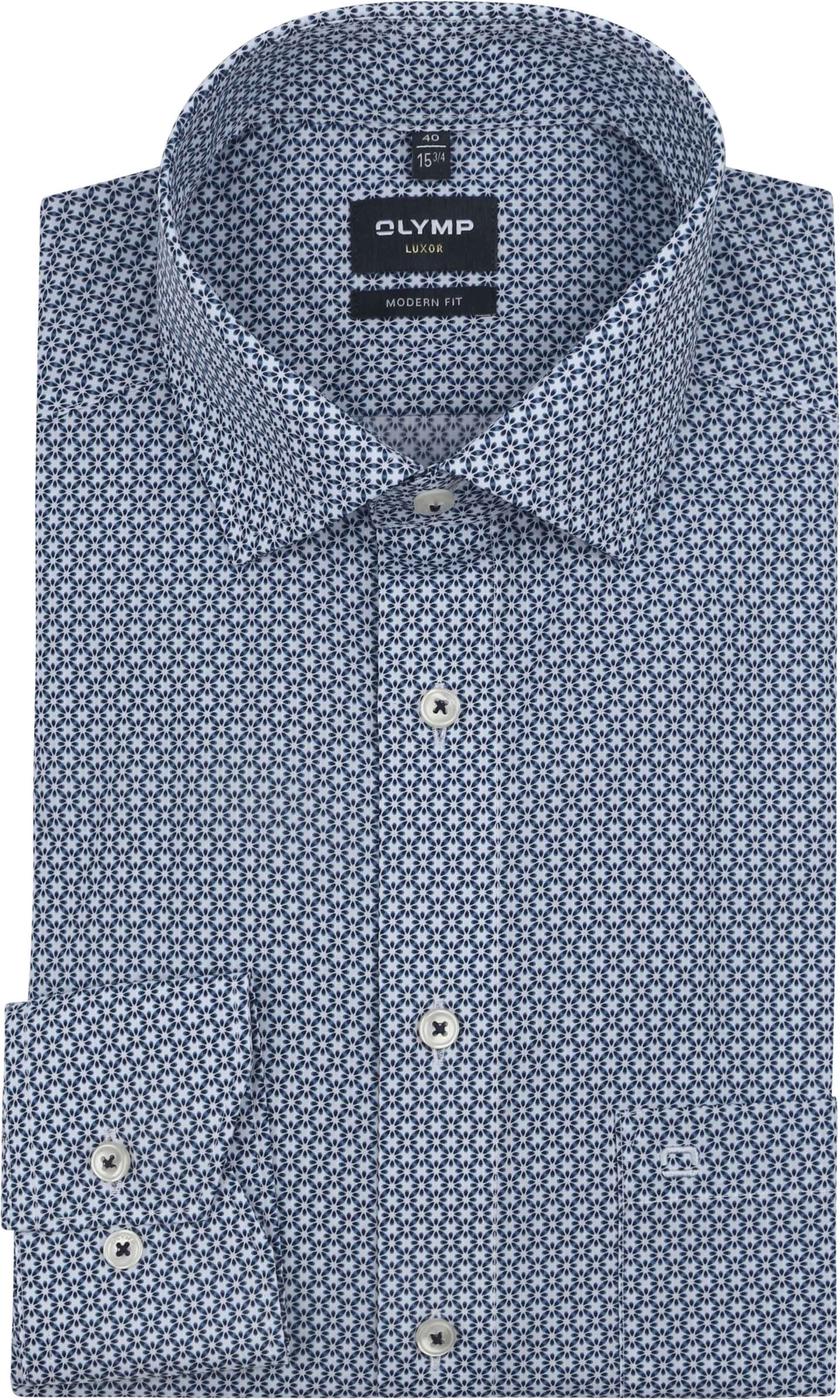 Olymp Luxor Overhemd Extra Lange Mouw Bloemenprint Blauw 124169-18 kopen | Suitable