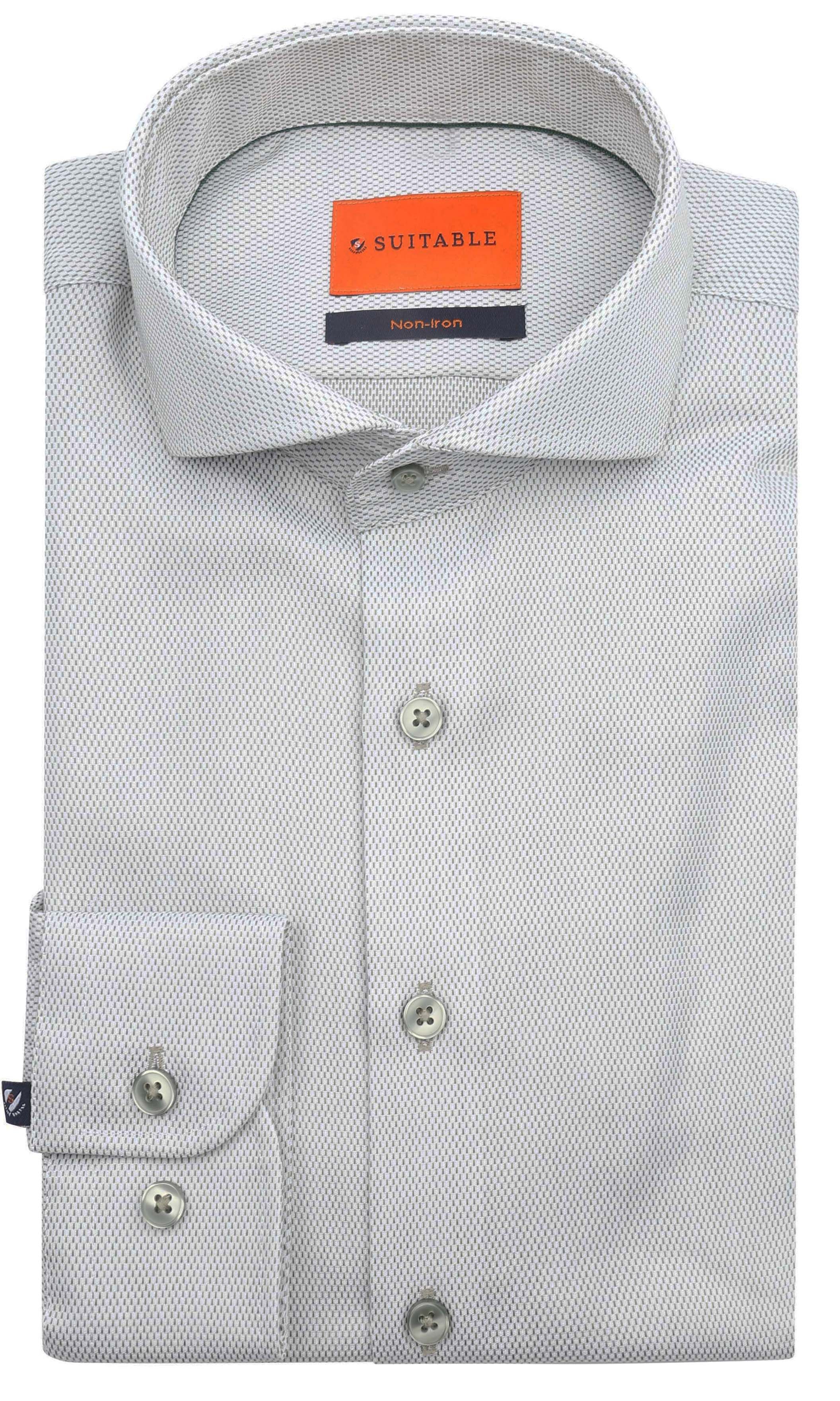 Suitable Skjorta Jacquard Lyxig Grön 286-4 Jacquard Dark Green