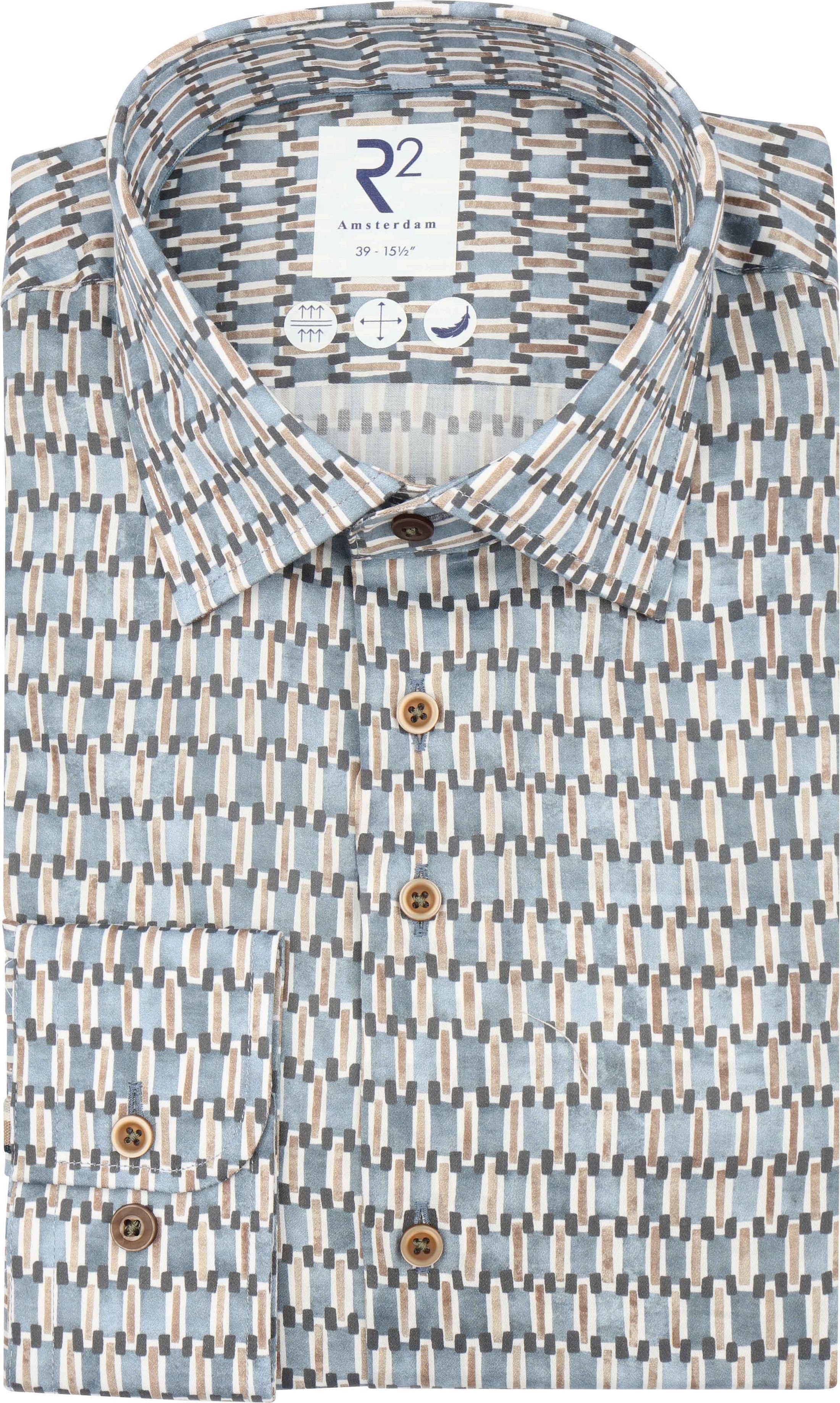 R2 Poplin Chemise Poplin Retro Imprimé bleu 134.HBD.071-019 commander en ligne | Suitable
