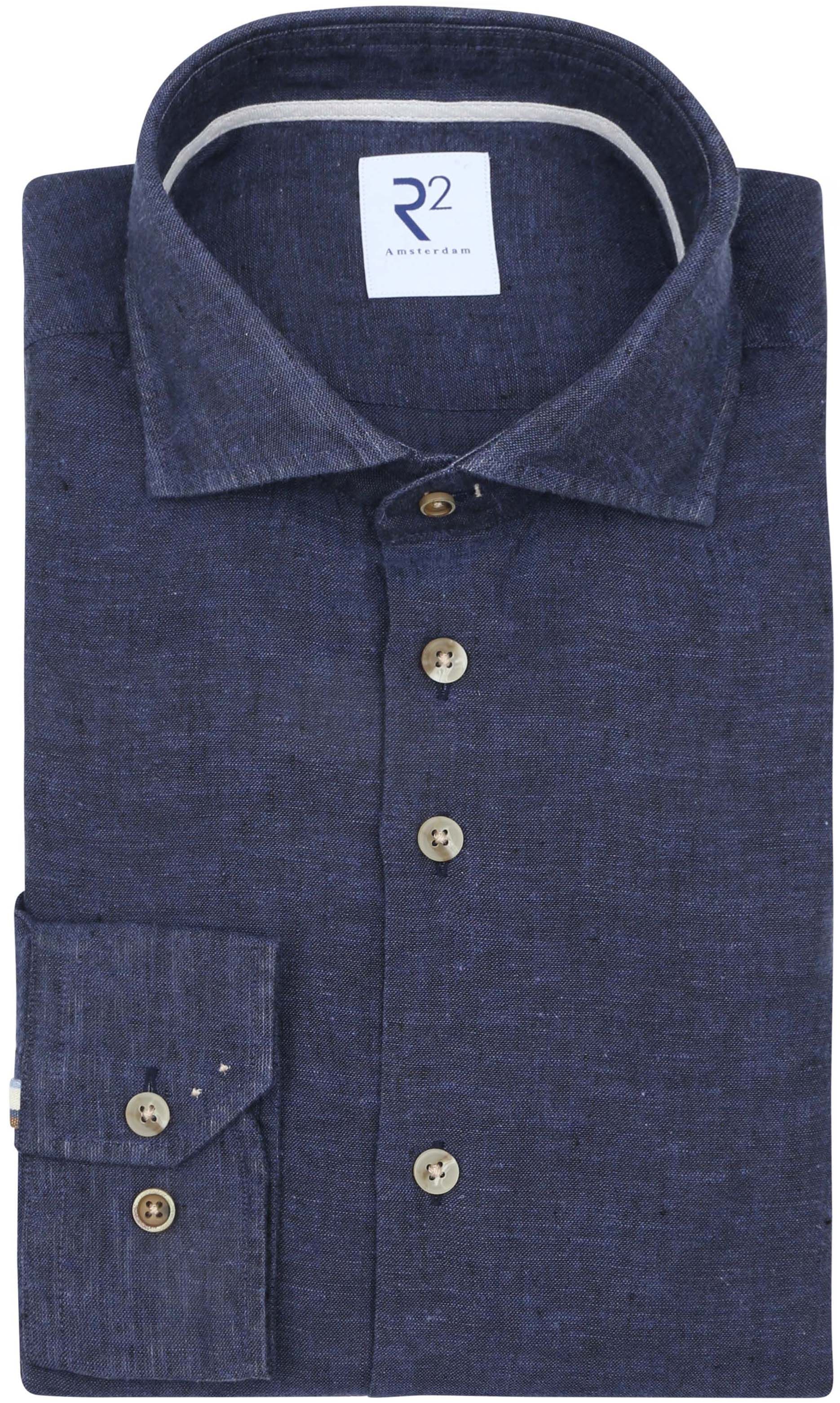 R2 Overhemd Linen Blend Navy order online | Suitable
