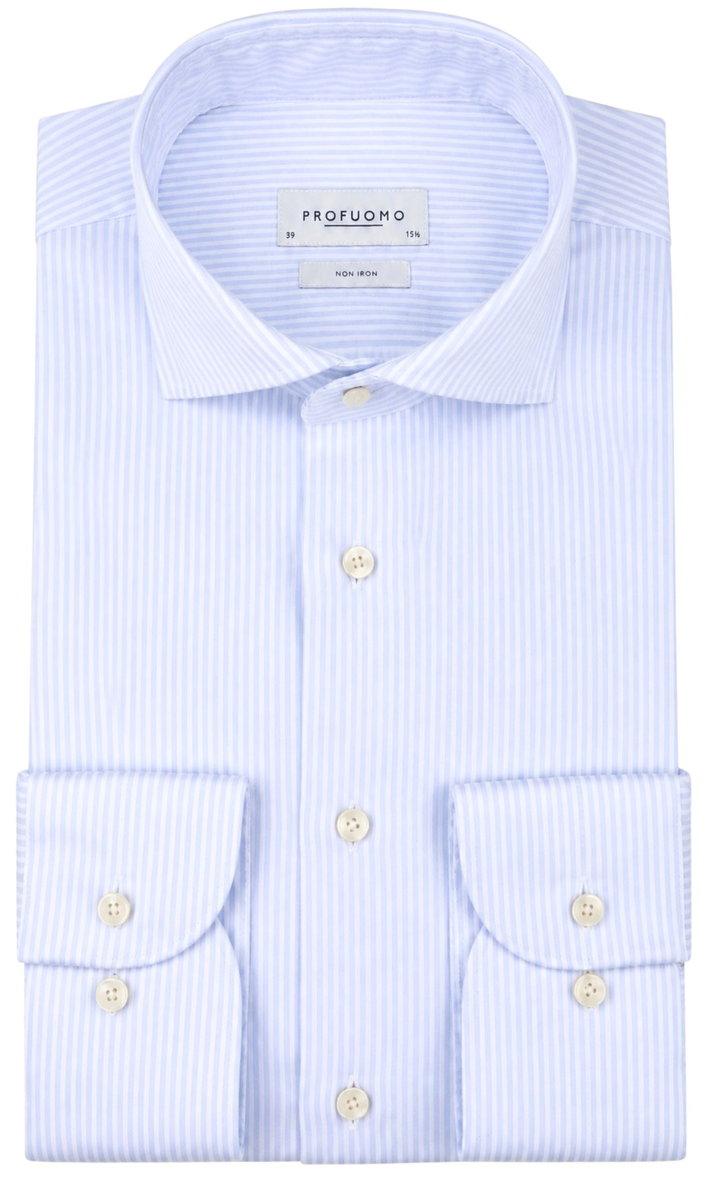Køb Profuomo Twill Skjorte Striber Lyseblå  | Suitable
