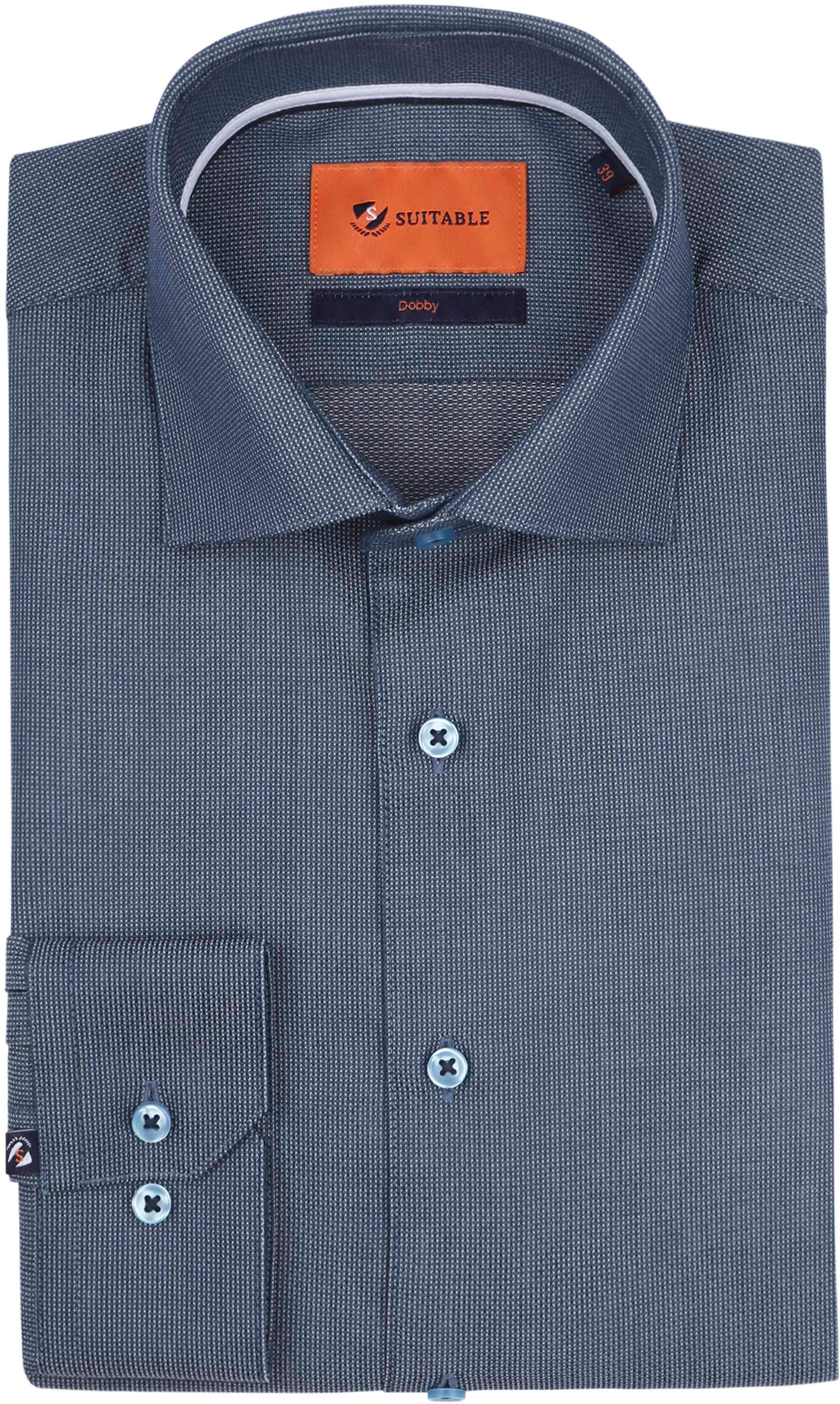 Suitable Dobby Hemd Melange Donkerblauw D23-01 kopen | Suitable