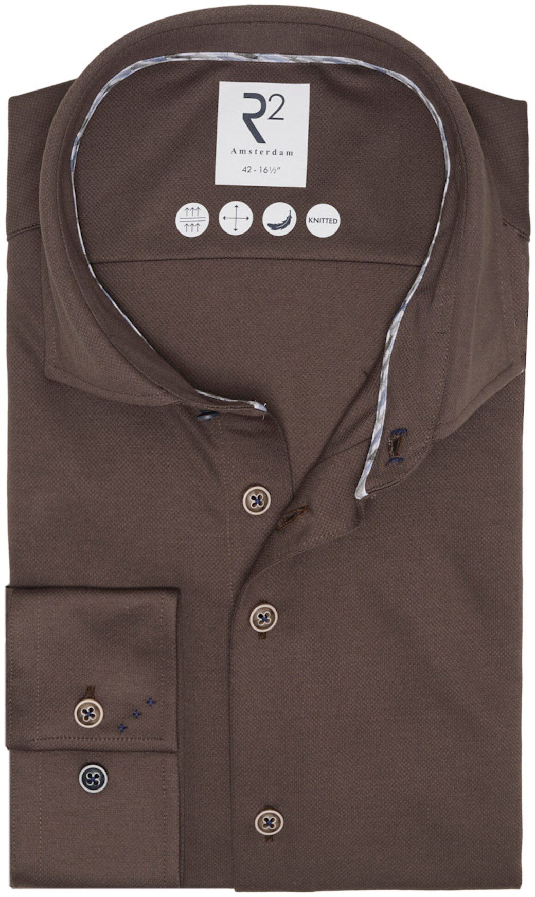 R2 Skjorte Dobby Strikket Brun 126.WSP.002-040