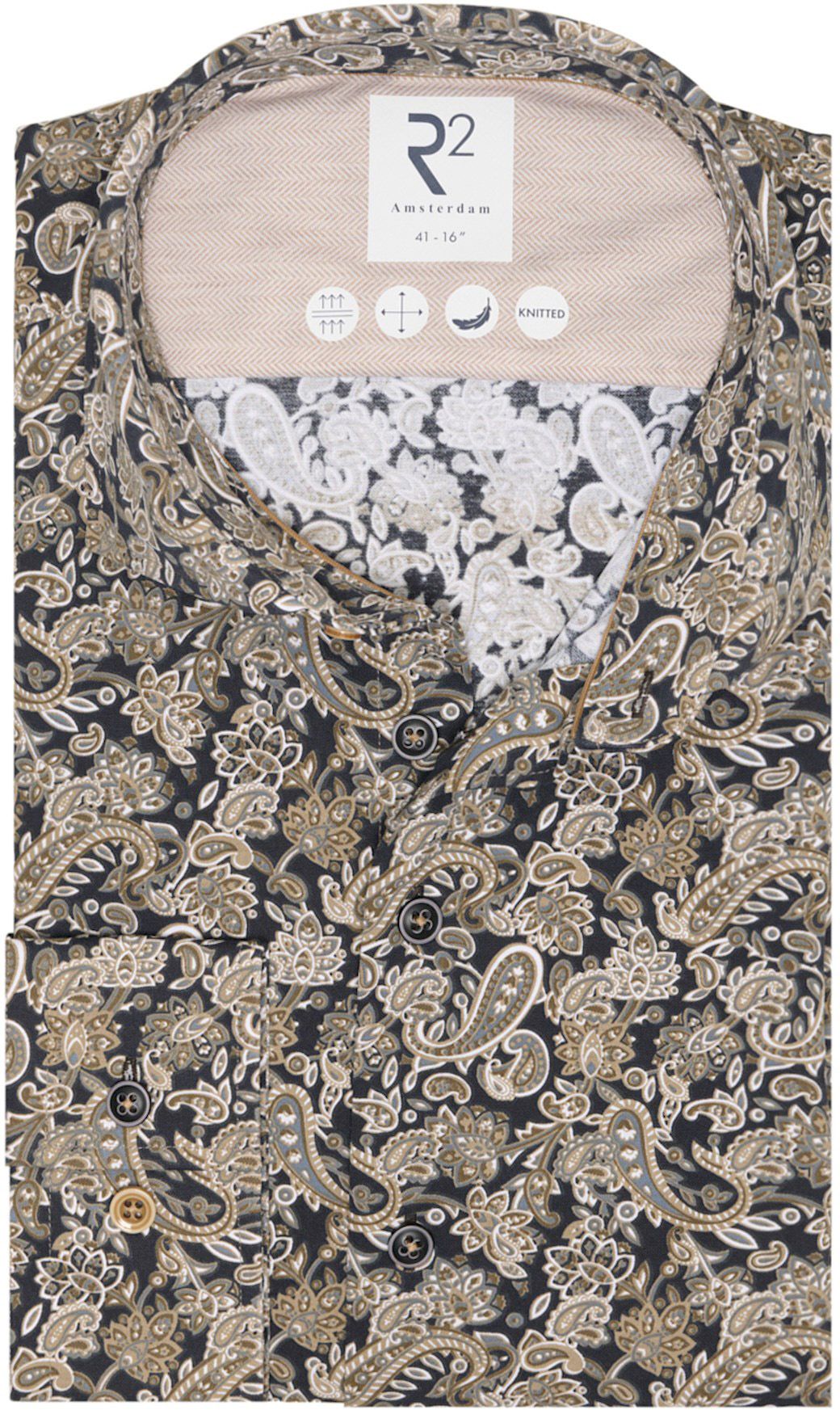 R2 Chemise Knitted Paisley Beige 126.WSP.020-073 commander en ligne | Suitable