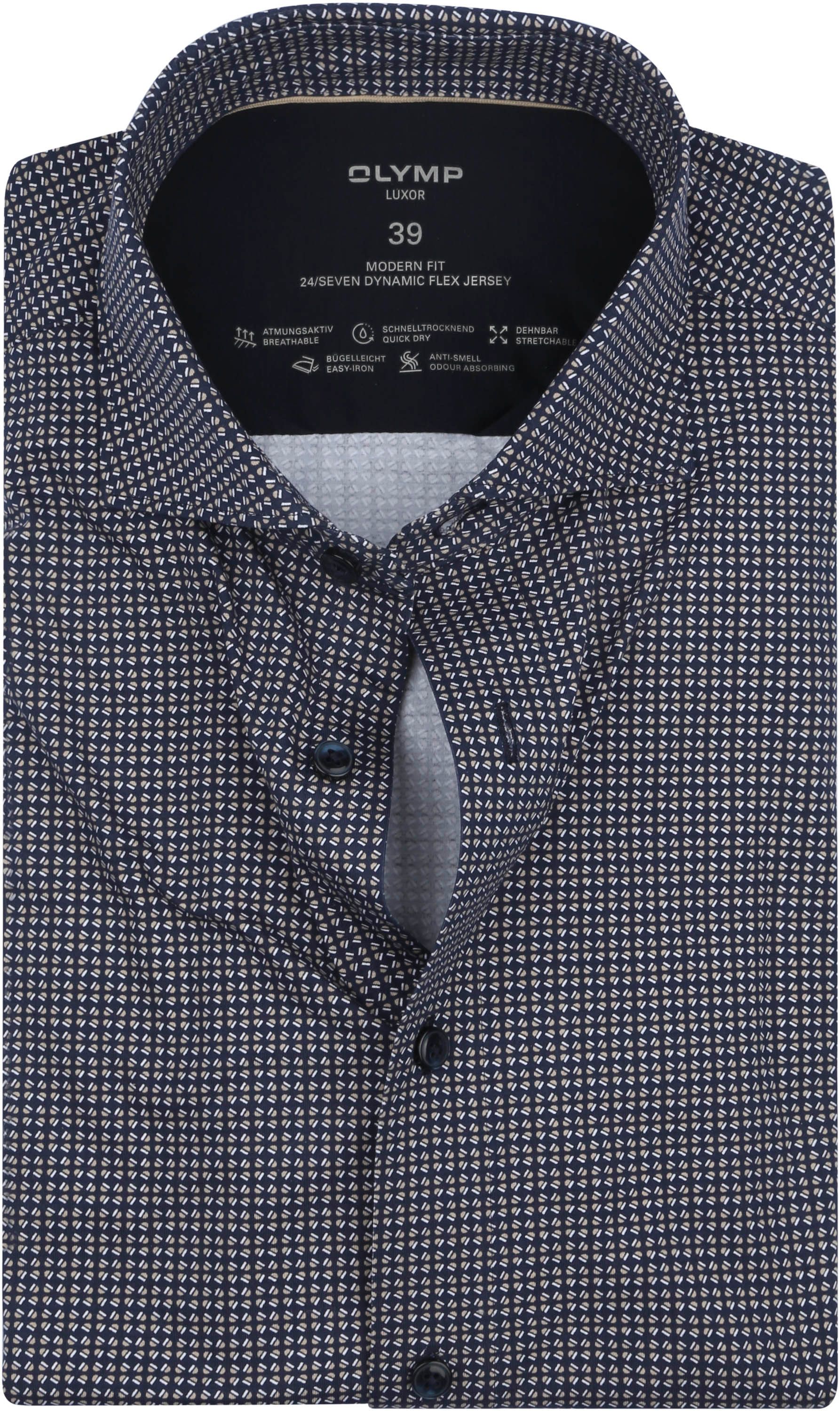 Køb OLYMP Luxor skjorte med print navy 122124 | Suitable