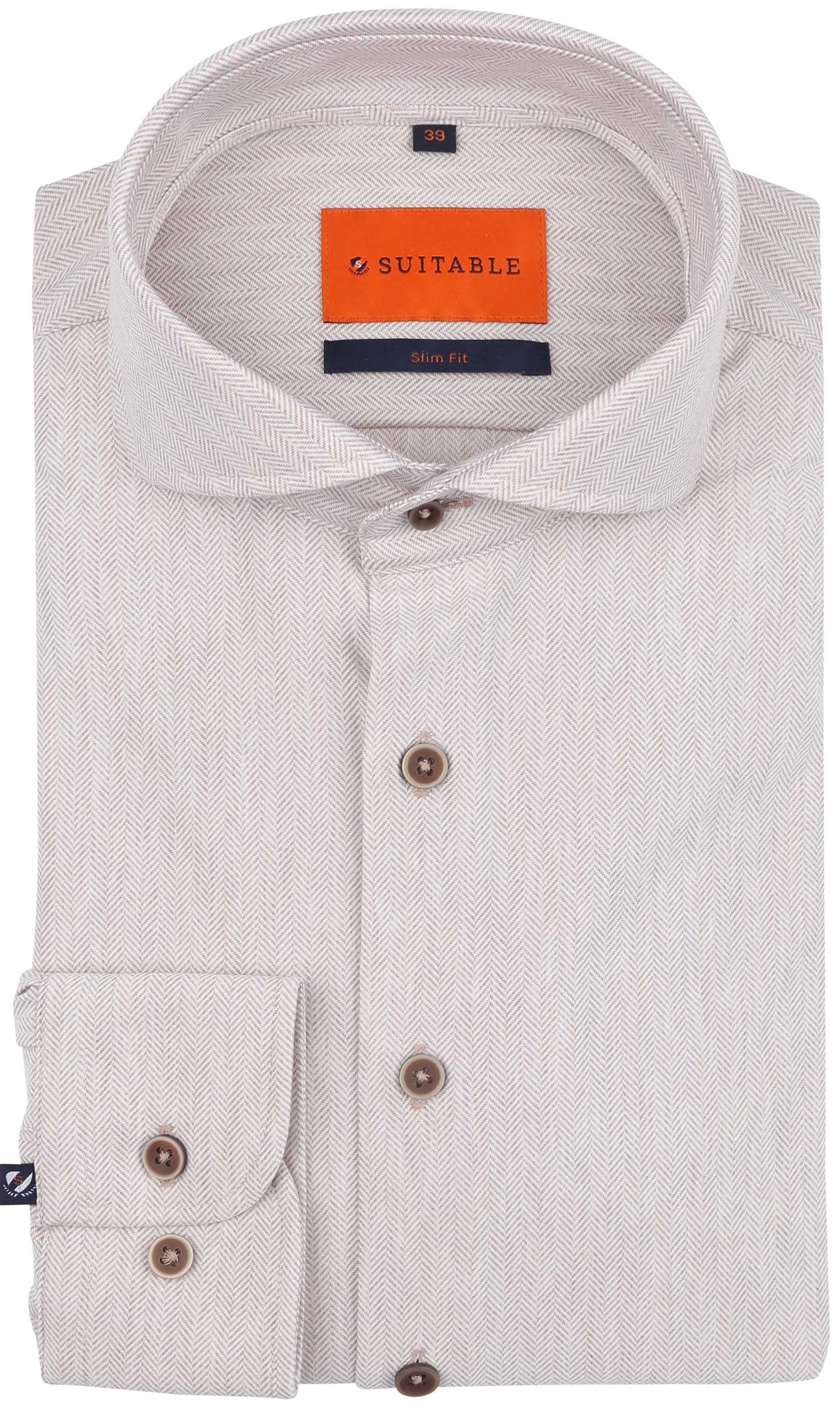 Passende Herringbone-skjorte i sand 284-4