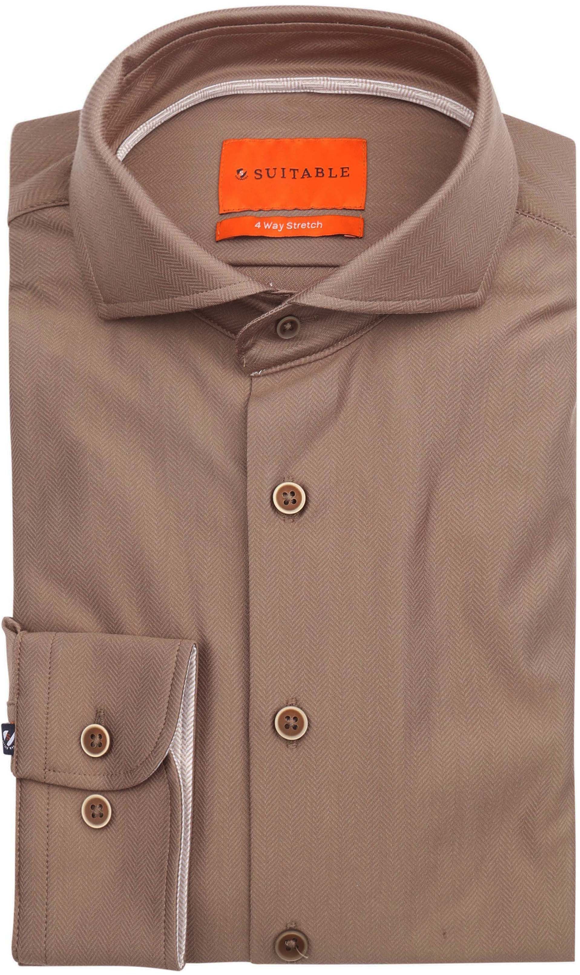 Passande Herringbone Skjorta Taupe 287-1 CaW knitted