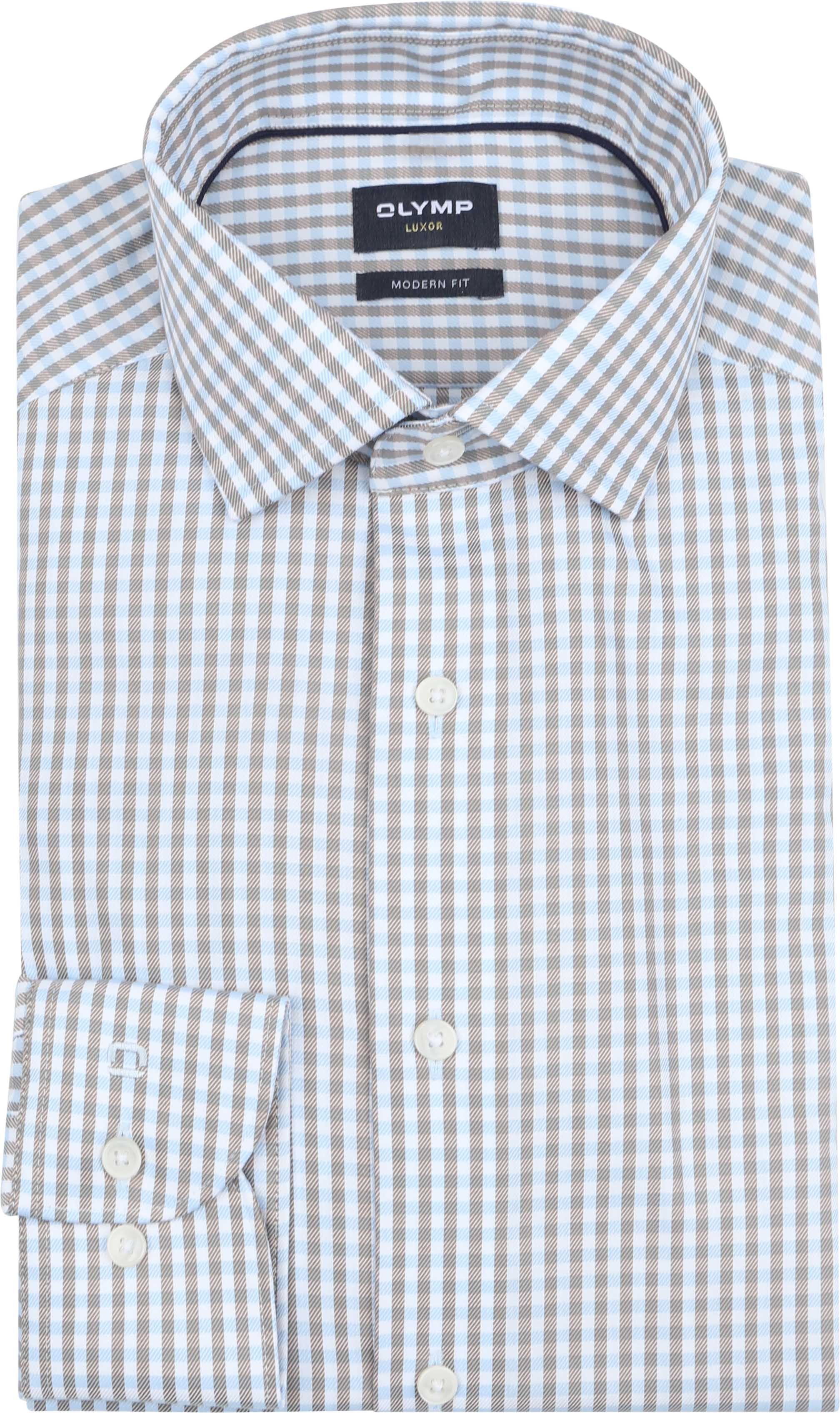 Køb Olymp Luxor Skjorte Checks Beige Blå 129214-27 | Suitable