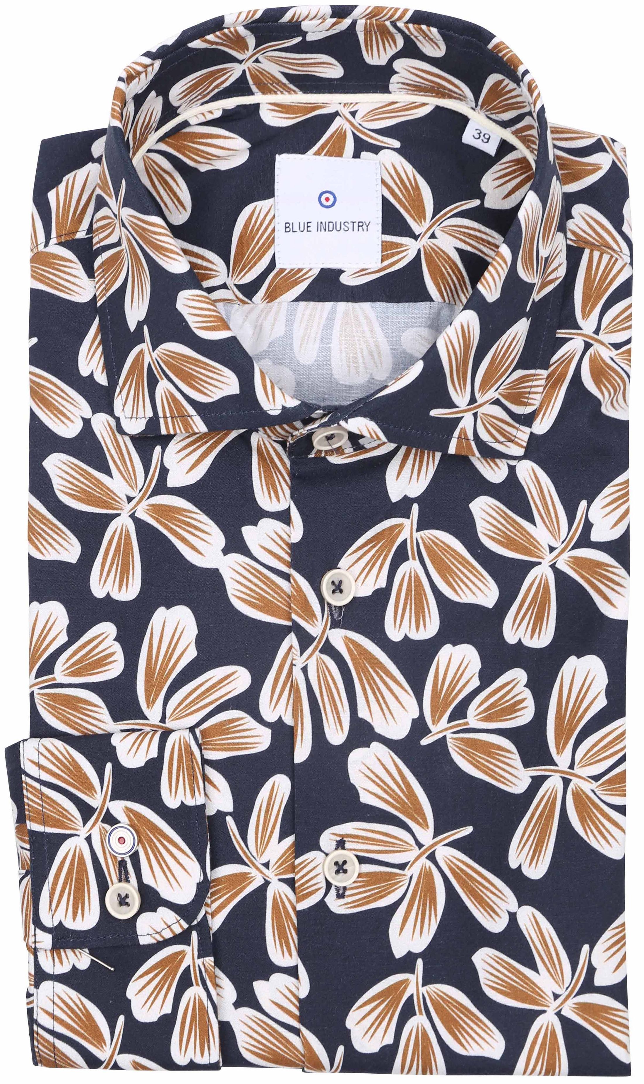 Blue Industry Skjorte Med Mørkeblåt Print 3104.32-navy