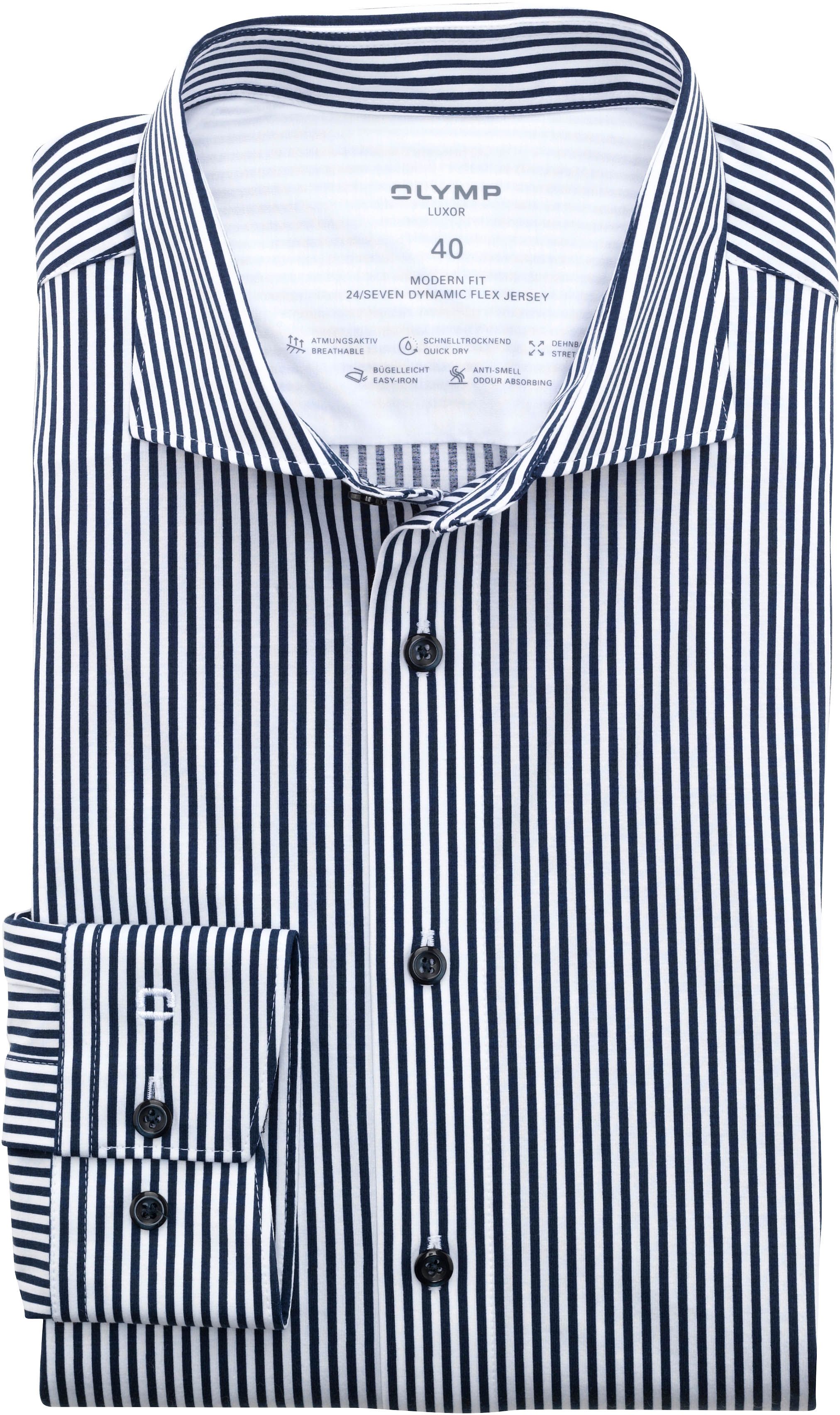 Olymp Luxor Skjorte Striber Navy 123284-18