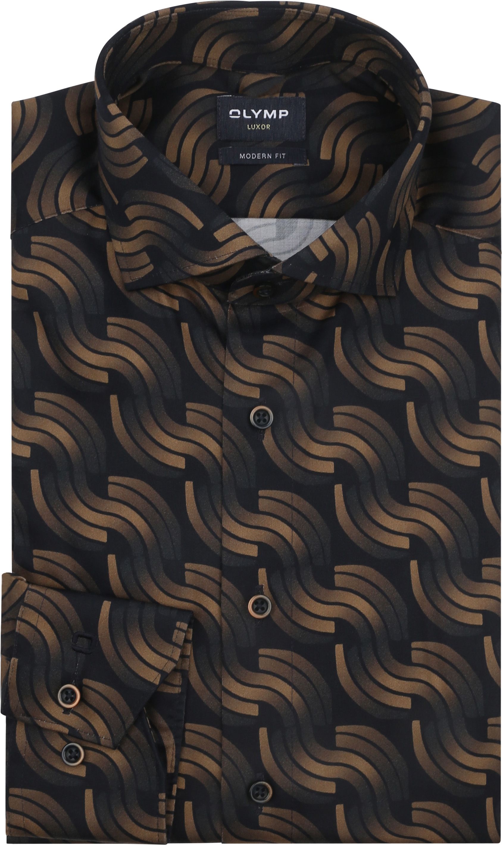 Olymp Luxor Shirt Print Brown order online | 128884-14 | Suitable Slovakia