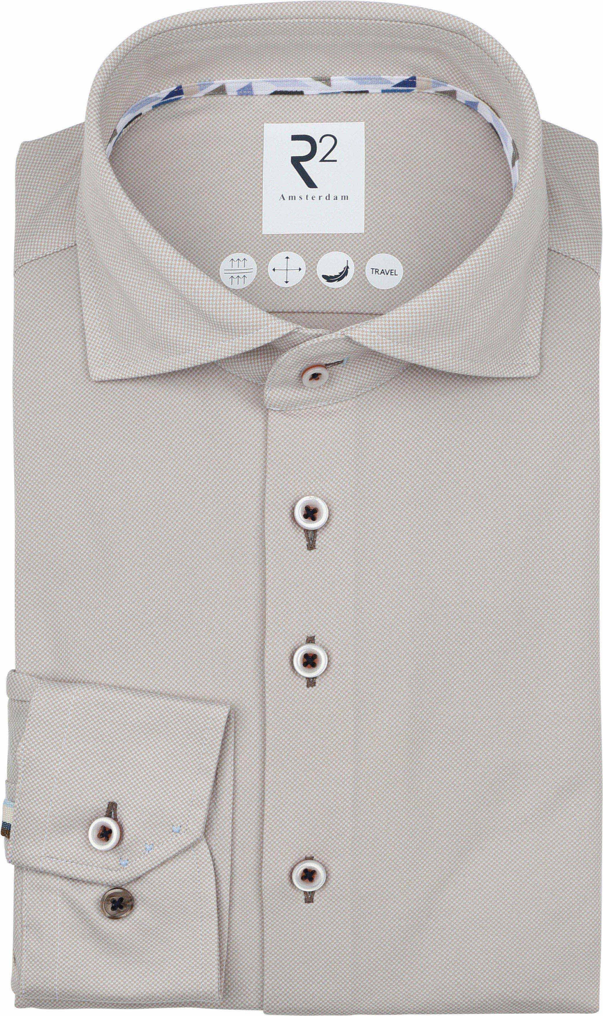 R2 Skjorta Teknisk Stickad Dobby Beige