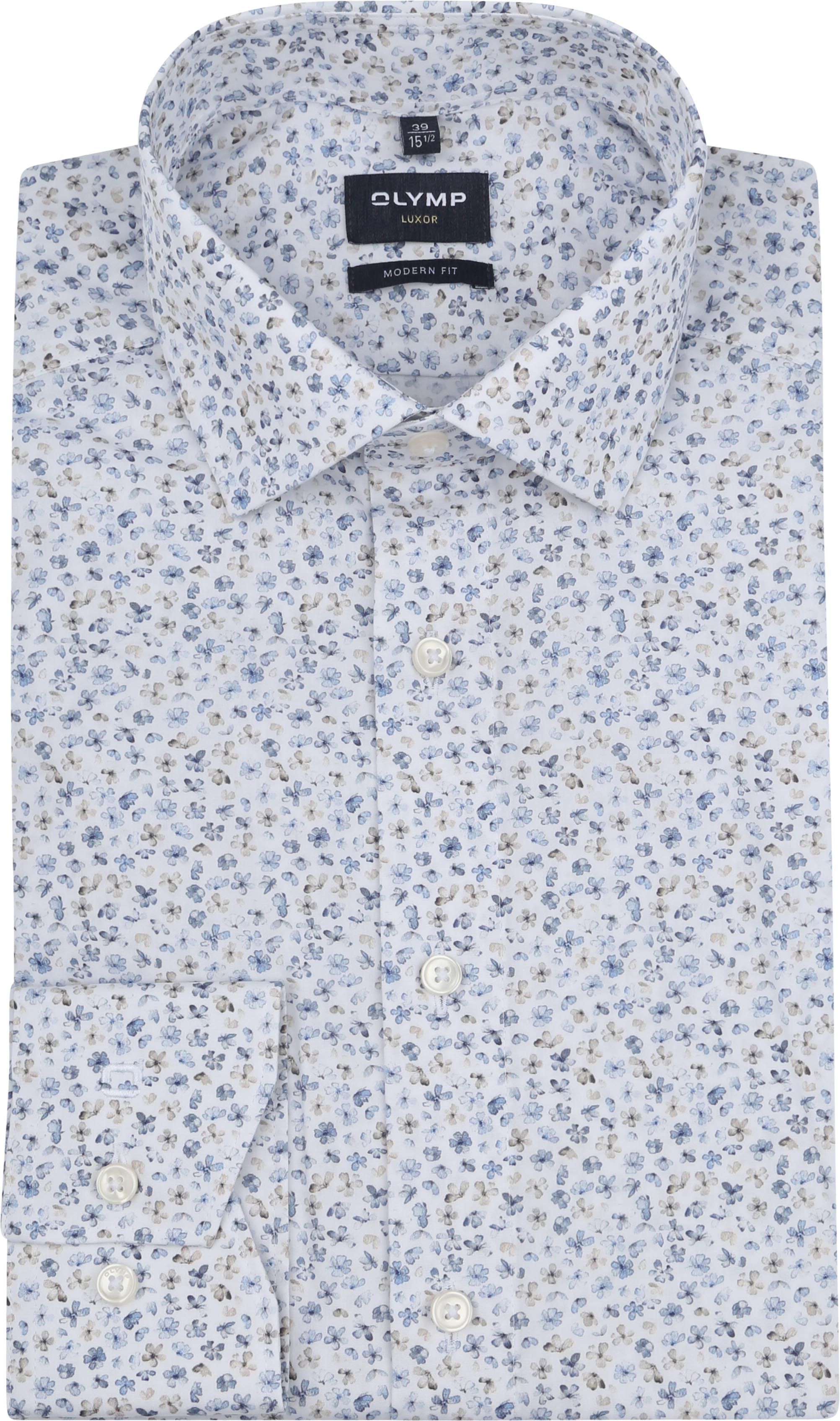 OLYMP Luxor Skjorte Blomst Blå 129674-00