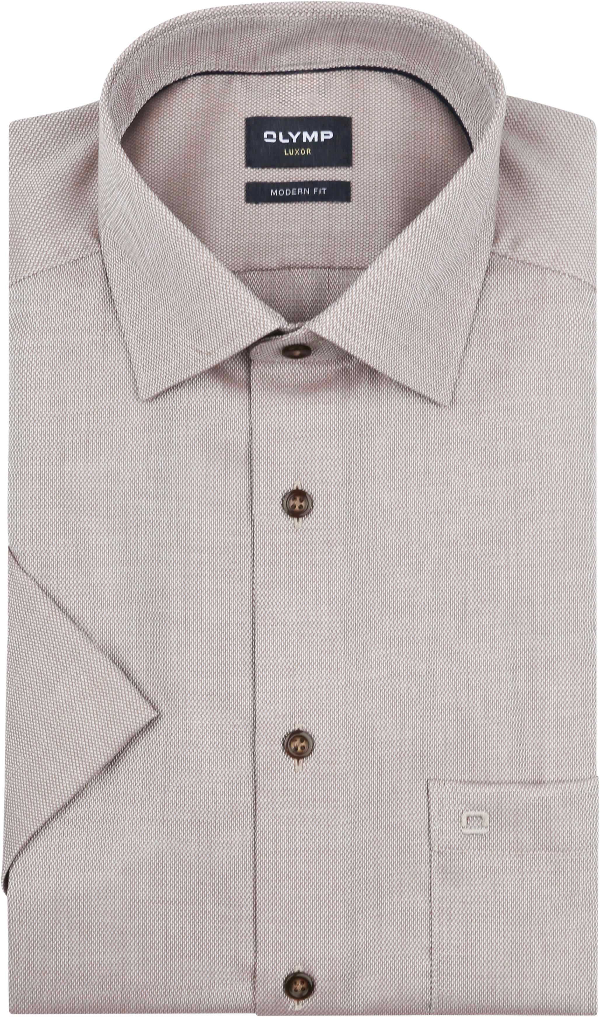 Olymp Luxor Short Sleeve Overhemd Structure Taupe 124612-27 kopen | Suitable