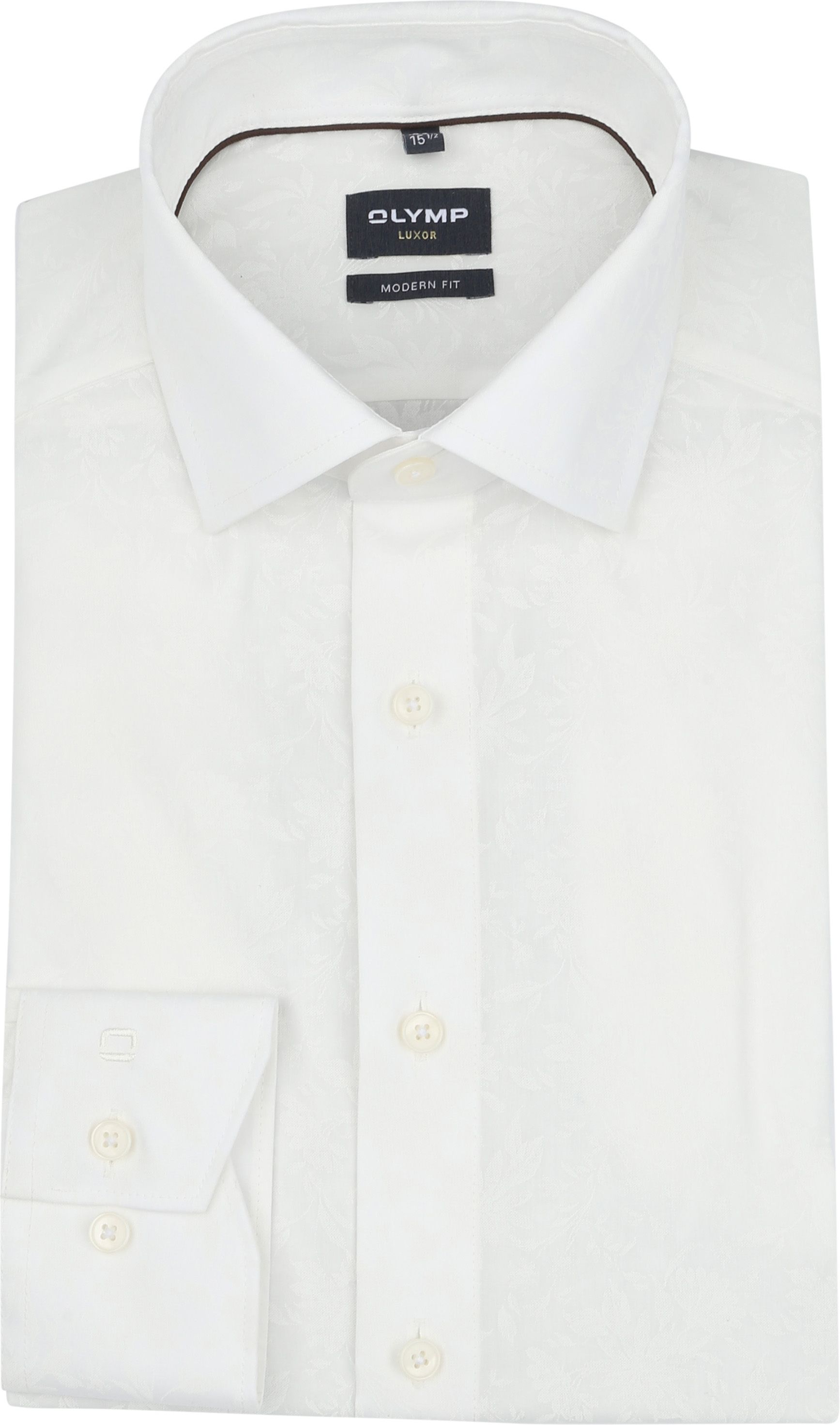 Olymp Luxor skjorta Blommig Ton-i-ton Off White 130674-20