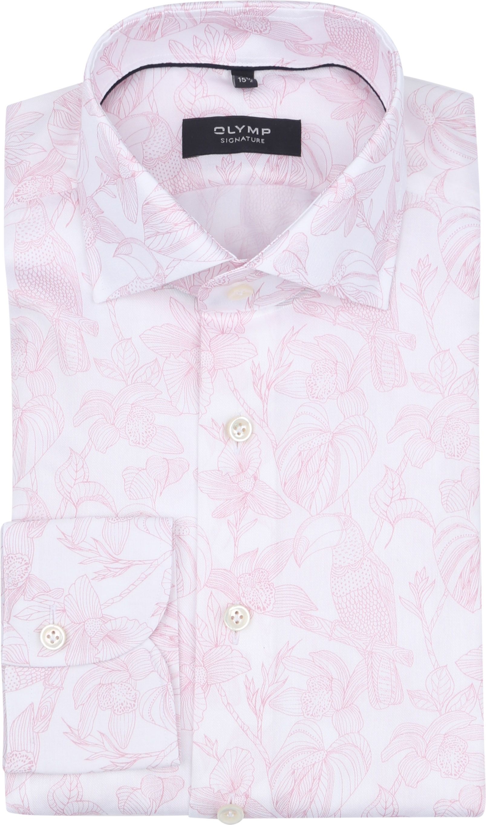 Olymp Signature Twill Skjorte Trykk Lyserosa 857474-30