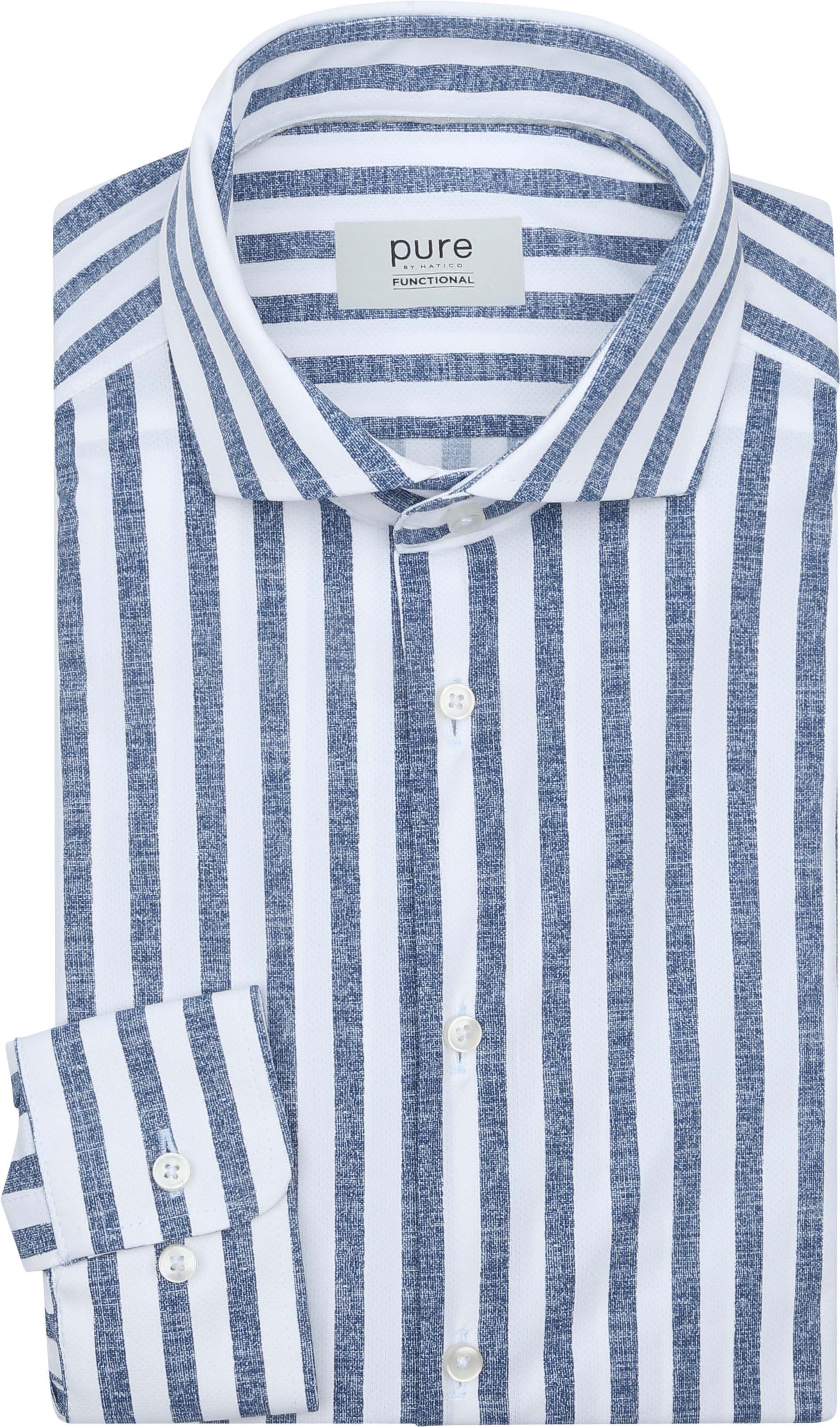 Pure Shirt Linen Optics Streep Blauw E31312-21742-166 kopen | Suitable