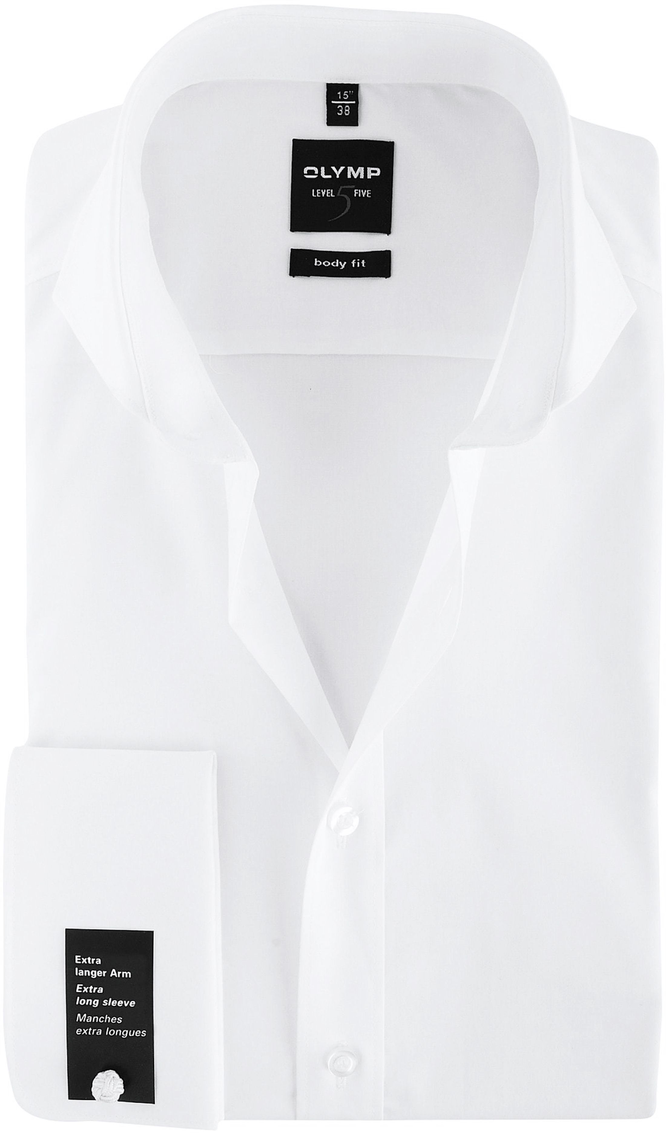 OLYMP Level Five Shirt Extra Lange Mouwen Wit Dubbelmanchet 609570-00