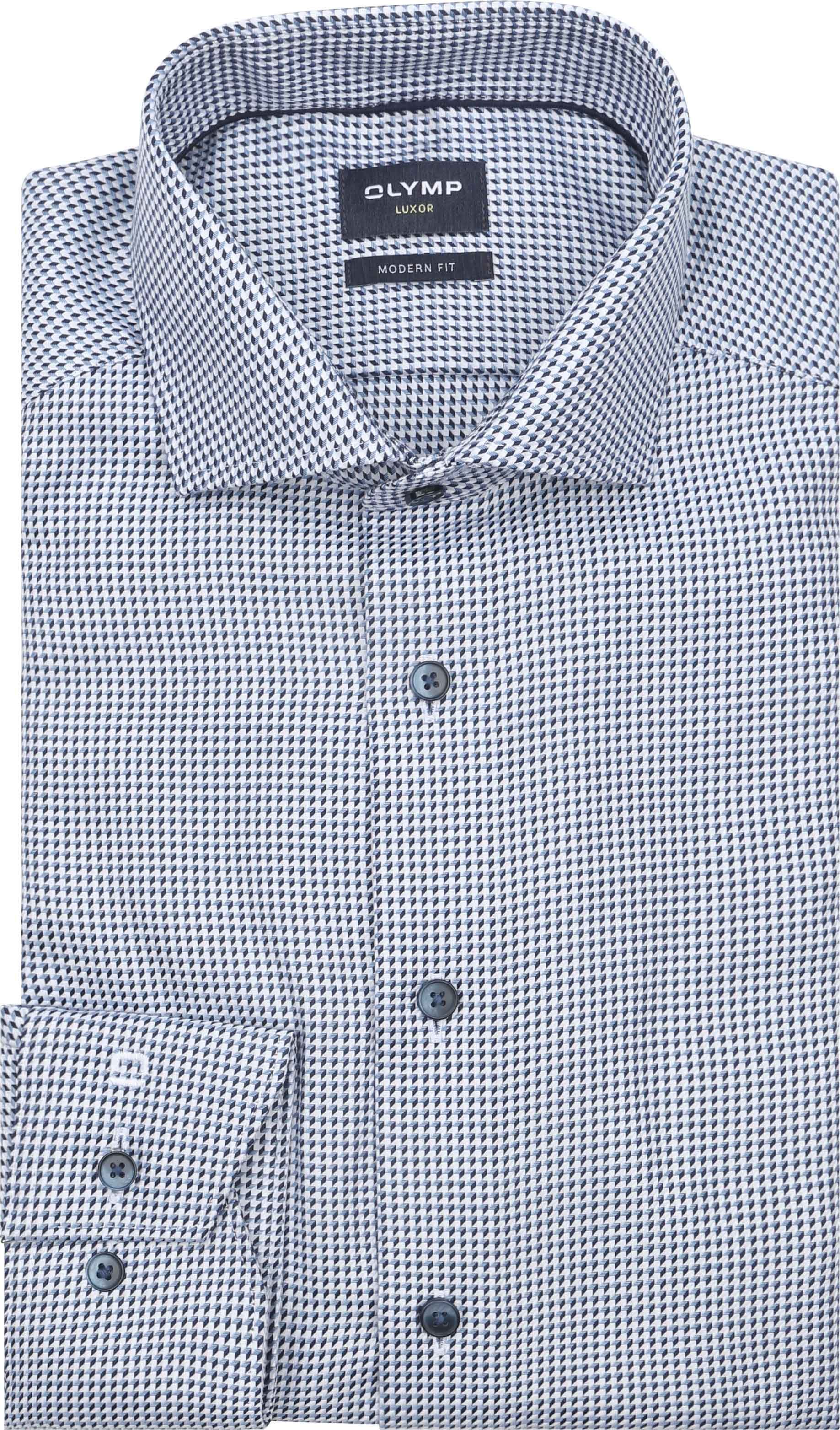 Olymp Luxor Skjorte Mønster Struktur Blå 129284-18