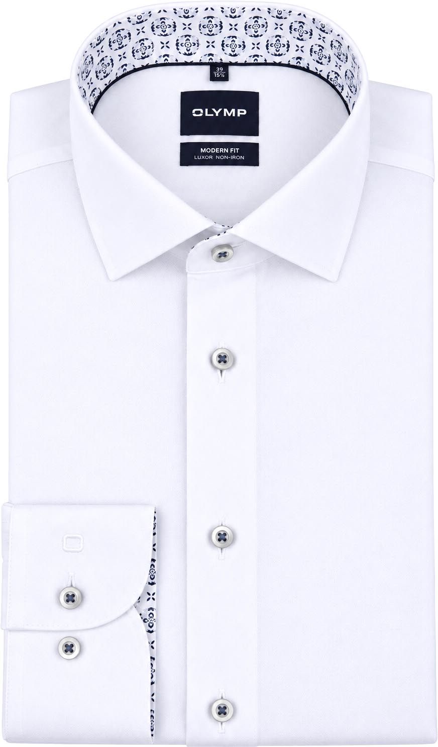 Køb Olymp Luxor Skjorte Fine Herringbone Hvid 136624-00 | Suitable