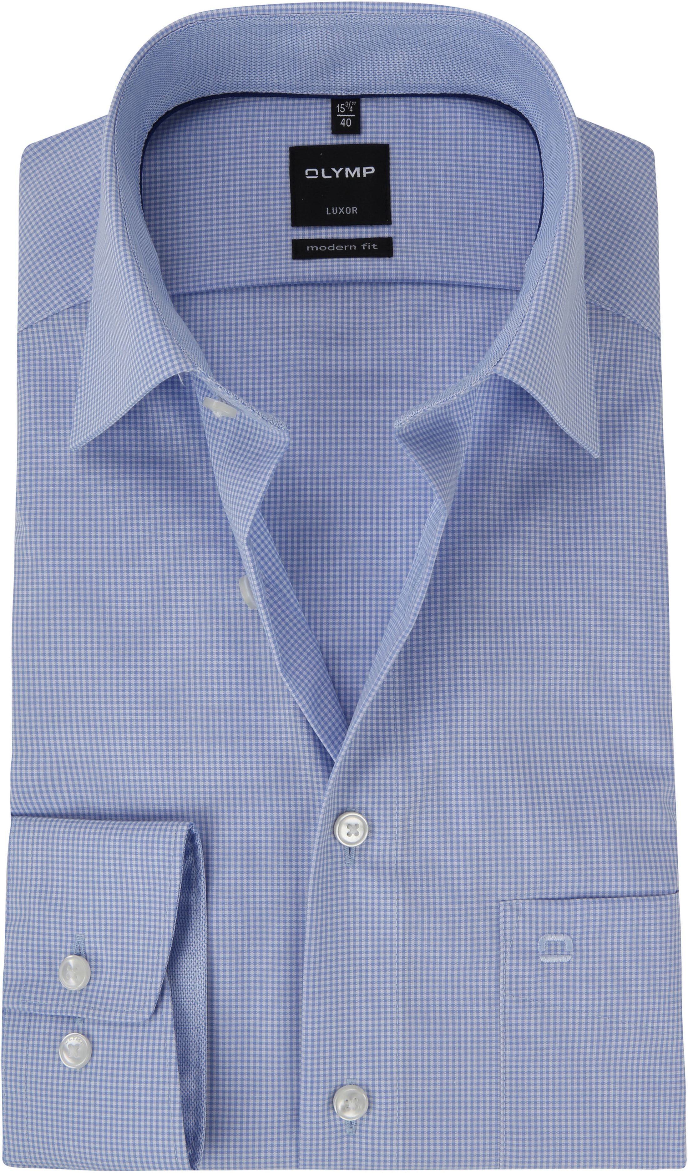 OLYMP Luxor Blue Check Shirt 339064-11