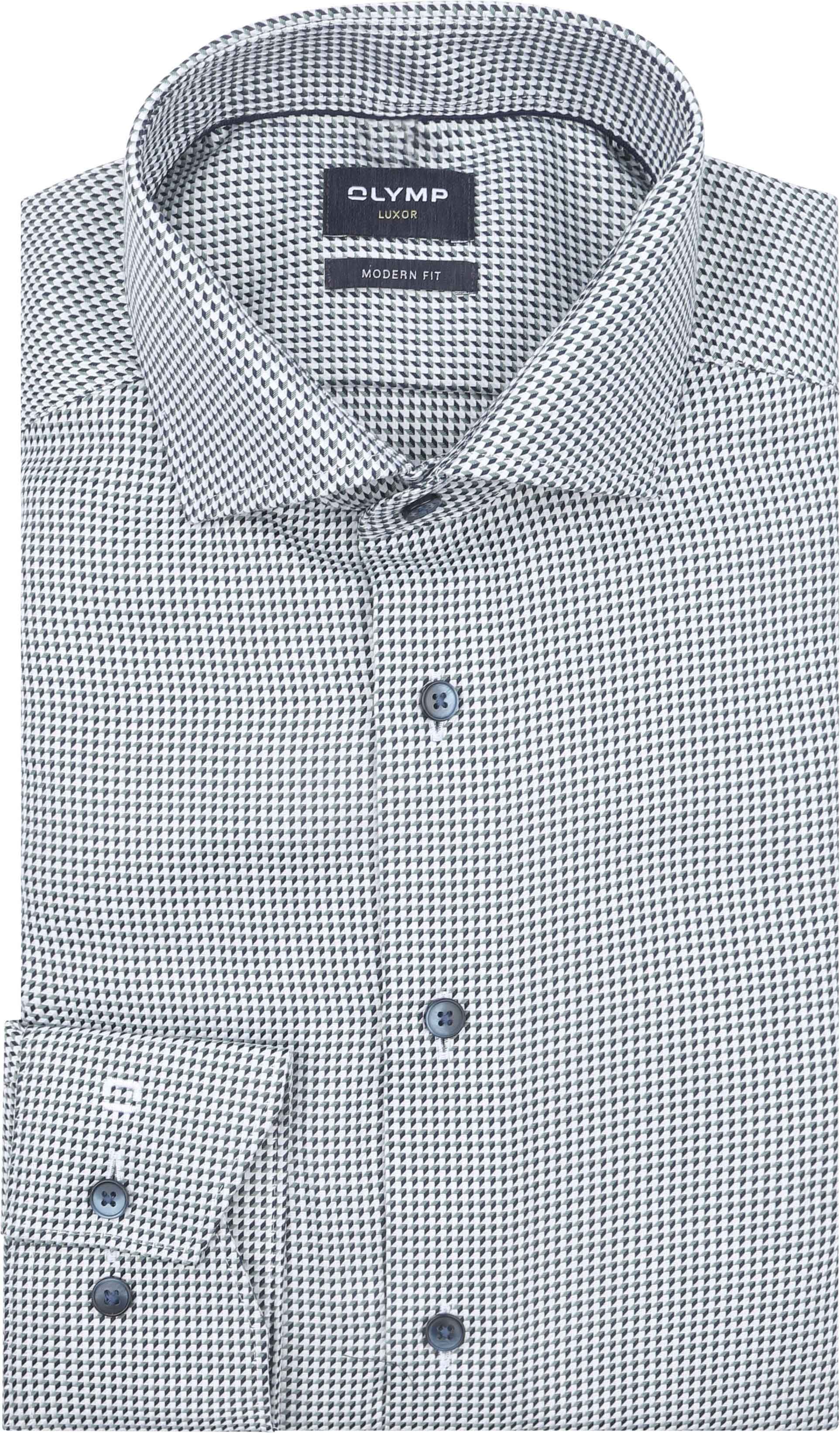 Olymp Luxor Skjorte Print Struktur Grøn 129284-45