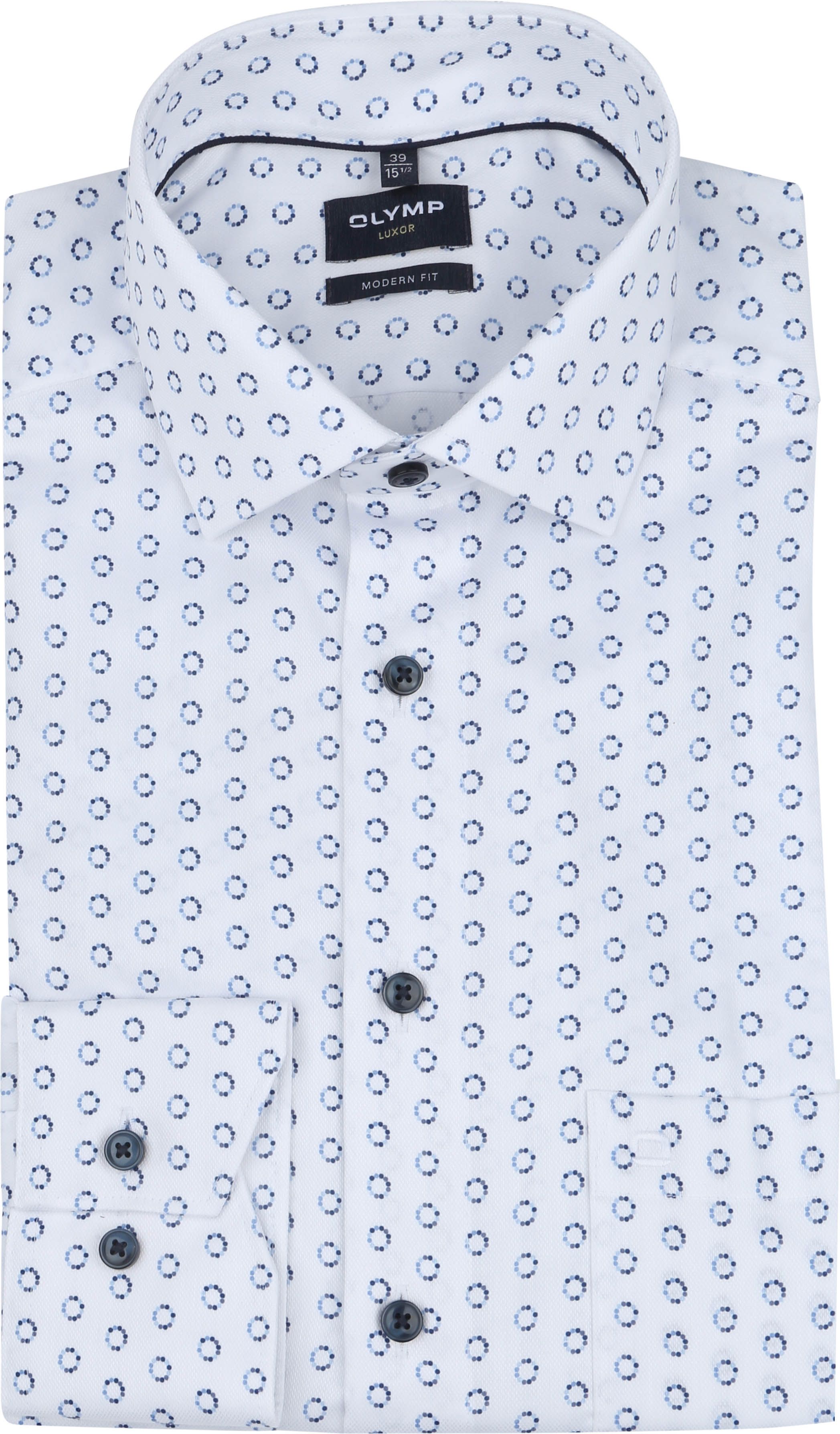 OLYMP Luxor Skjorte Ekstra Lange Ermer Mønster Hvit 127479-00