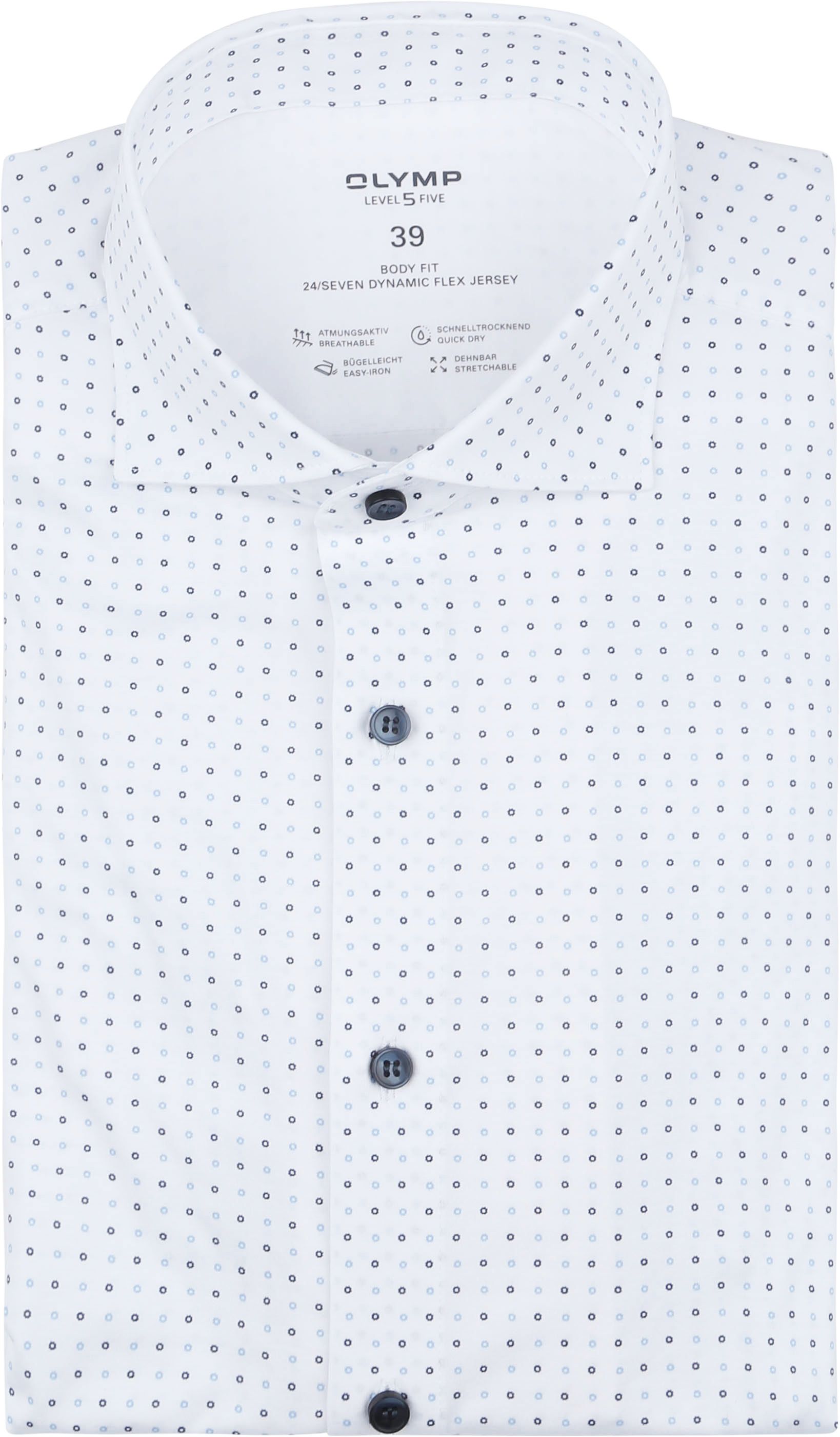 OLYMP Level 5 Skjorta Stretch Print Vit 218454-11