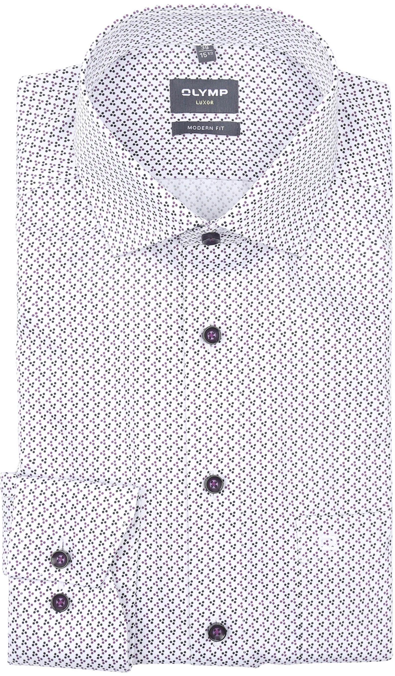 Olymp Luxor Shirt Print Hvid Marineblå 130064-00