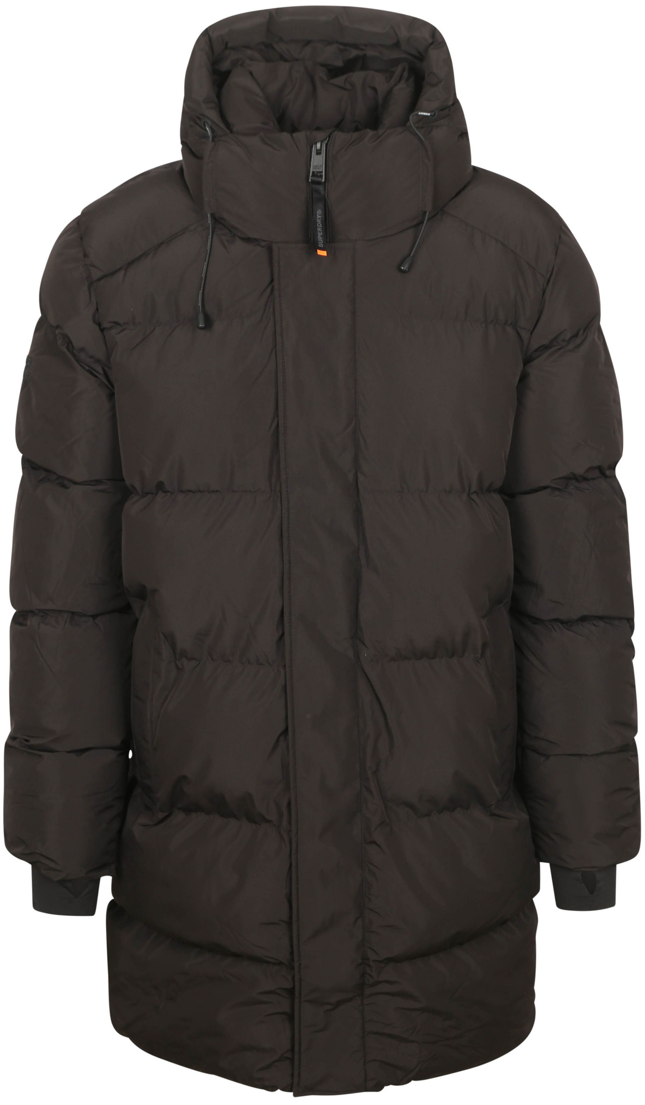 Superdry lång dunjacka med huva svart M5011917A-02A