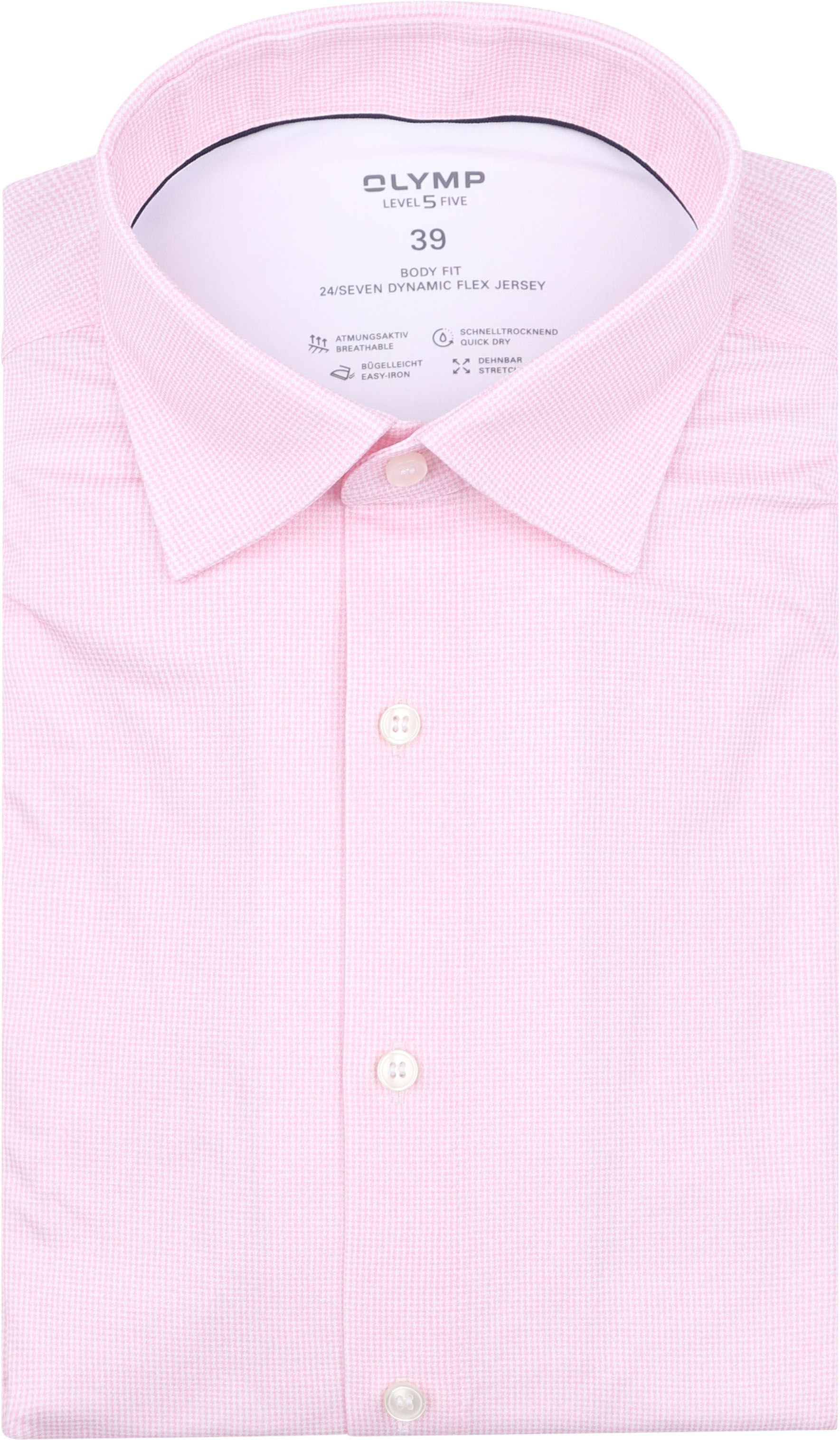 Køb OLYMP Skjorte Level 5 24/Seven Pied De Poule Rosa  | Suitable