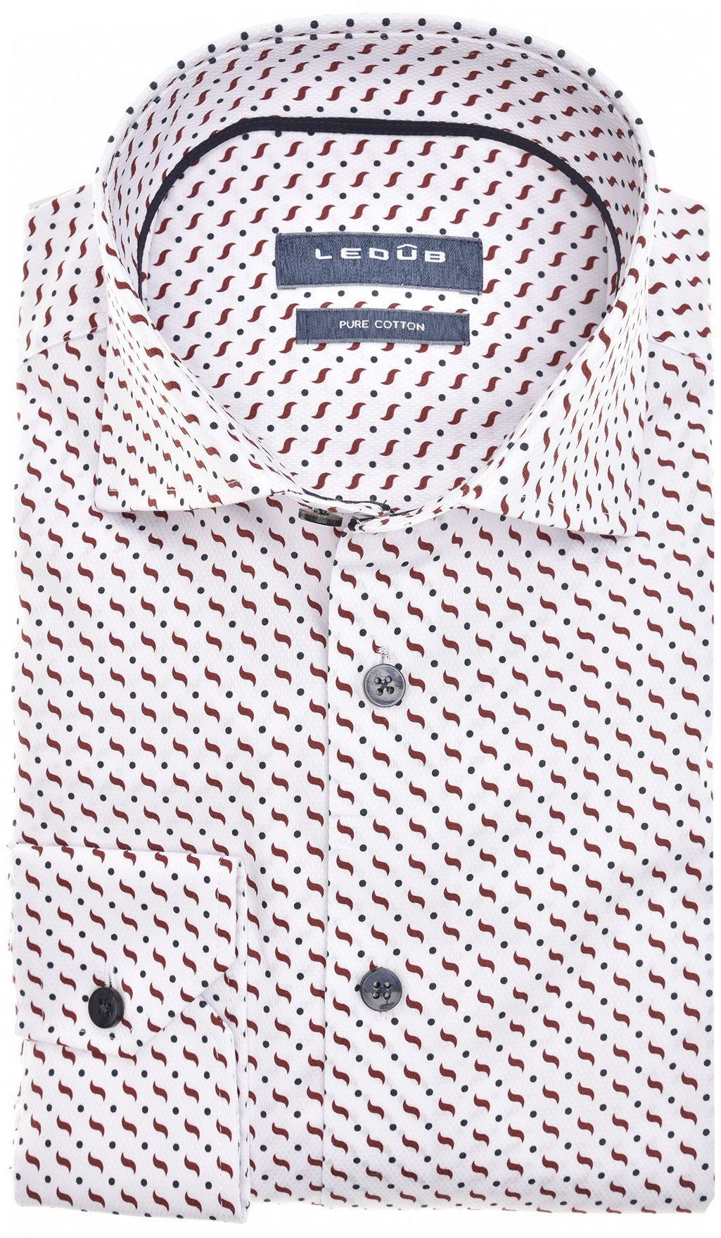 Ledub Overhemd Print Wit Bordeaux 0142052-914196 kopen | Suitable