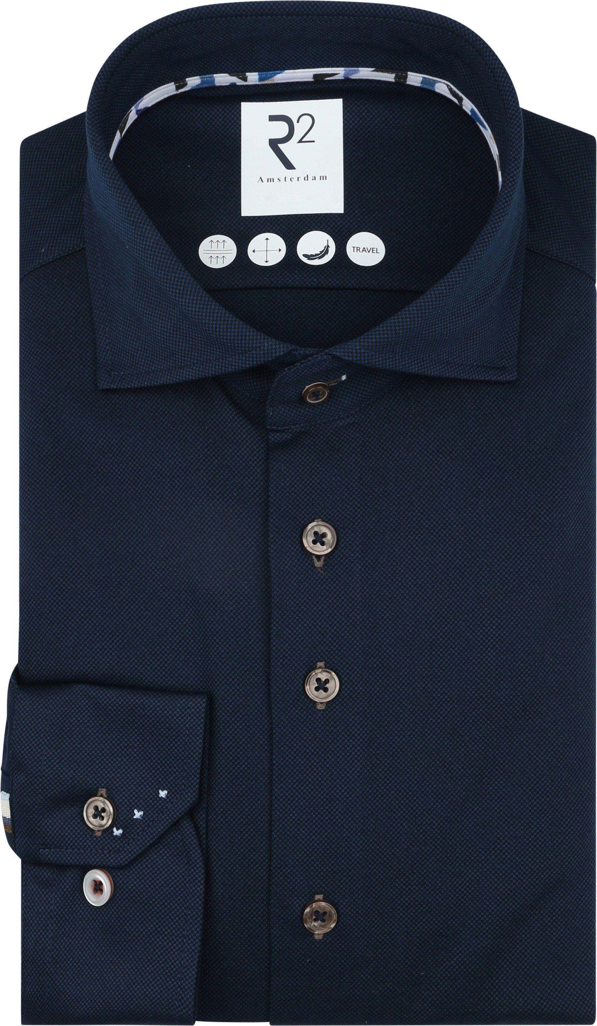 R2 Shirt Technical Knitted Dobby Navy order online | Suitable